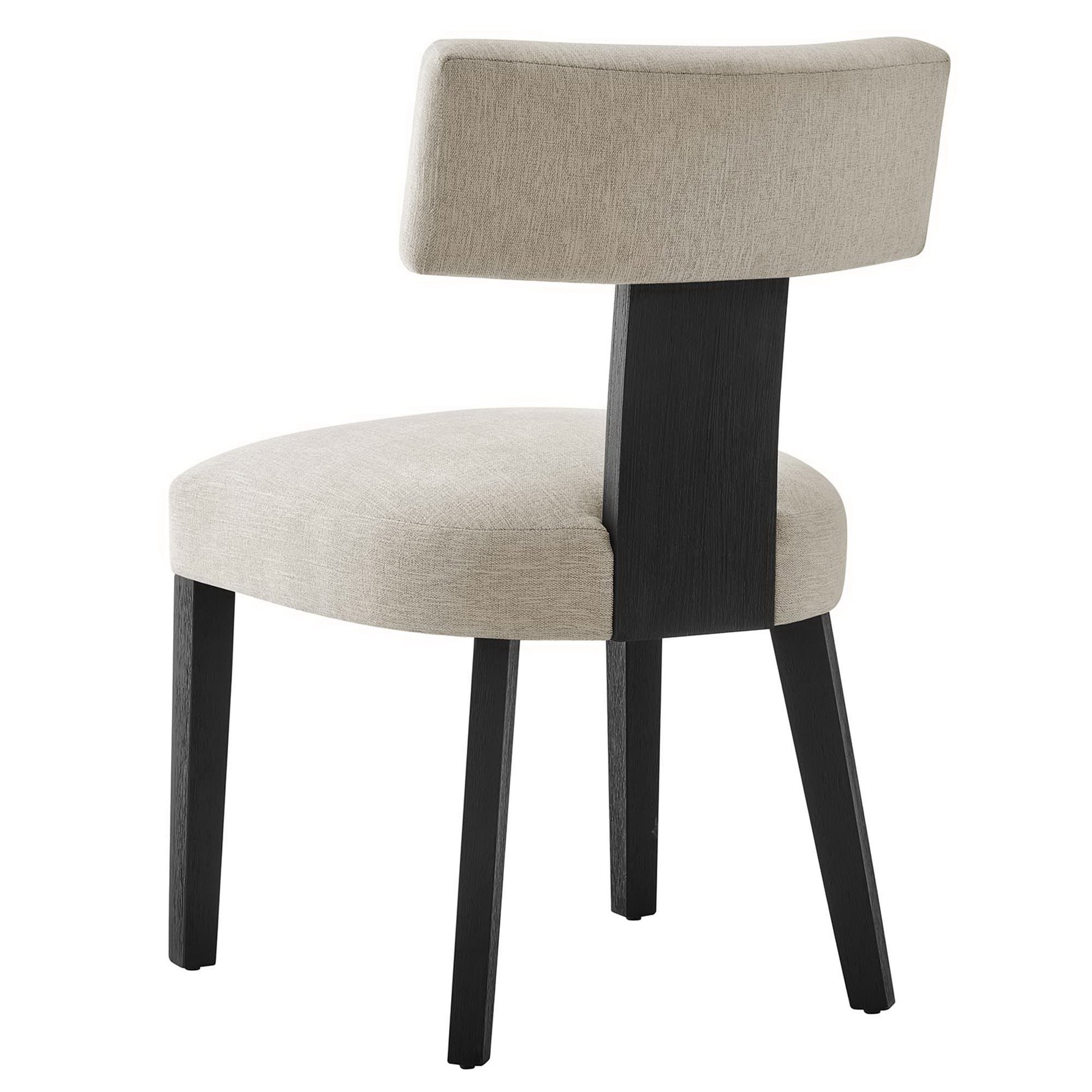 Nalani Fabric Upholstered Dining Chairs Set of 2, Heathered Weave Ivory Black