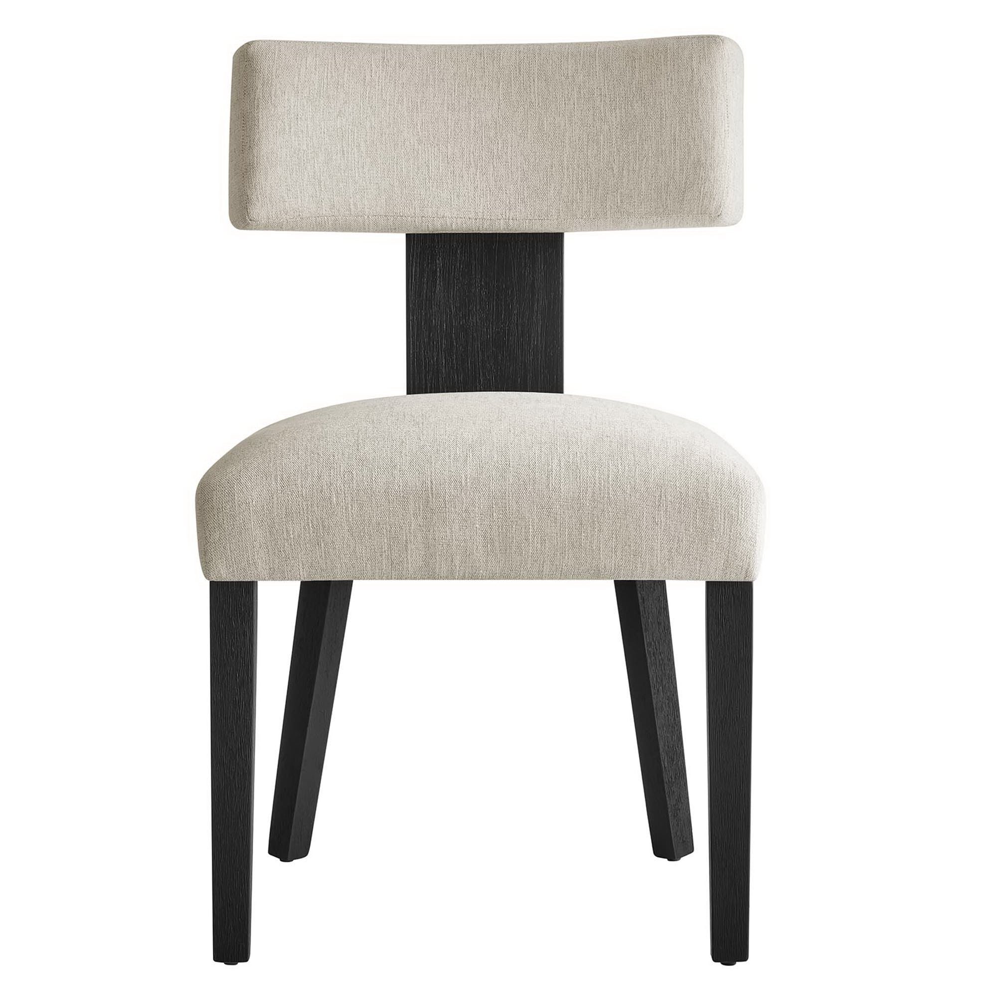 Nalani Fabric Upholstered Dining Chairs Set of 2, Heathered Weave Ivory Black