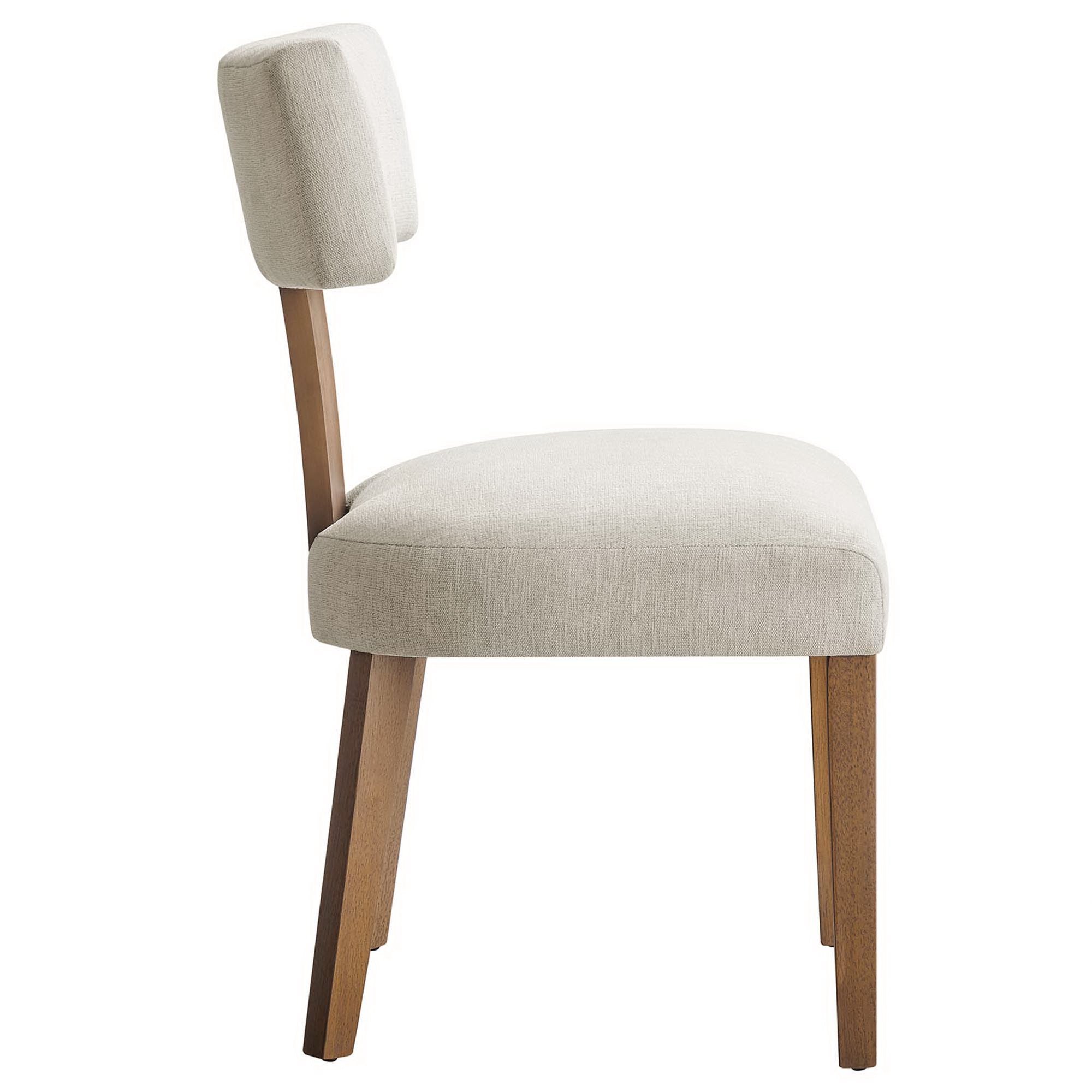 Nalani Fabric Upholstered Dining Chairs Set of 2, Heathered Weave Ivory Deep Brown