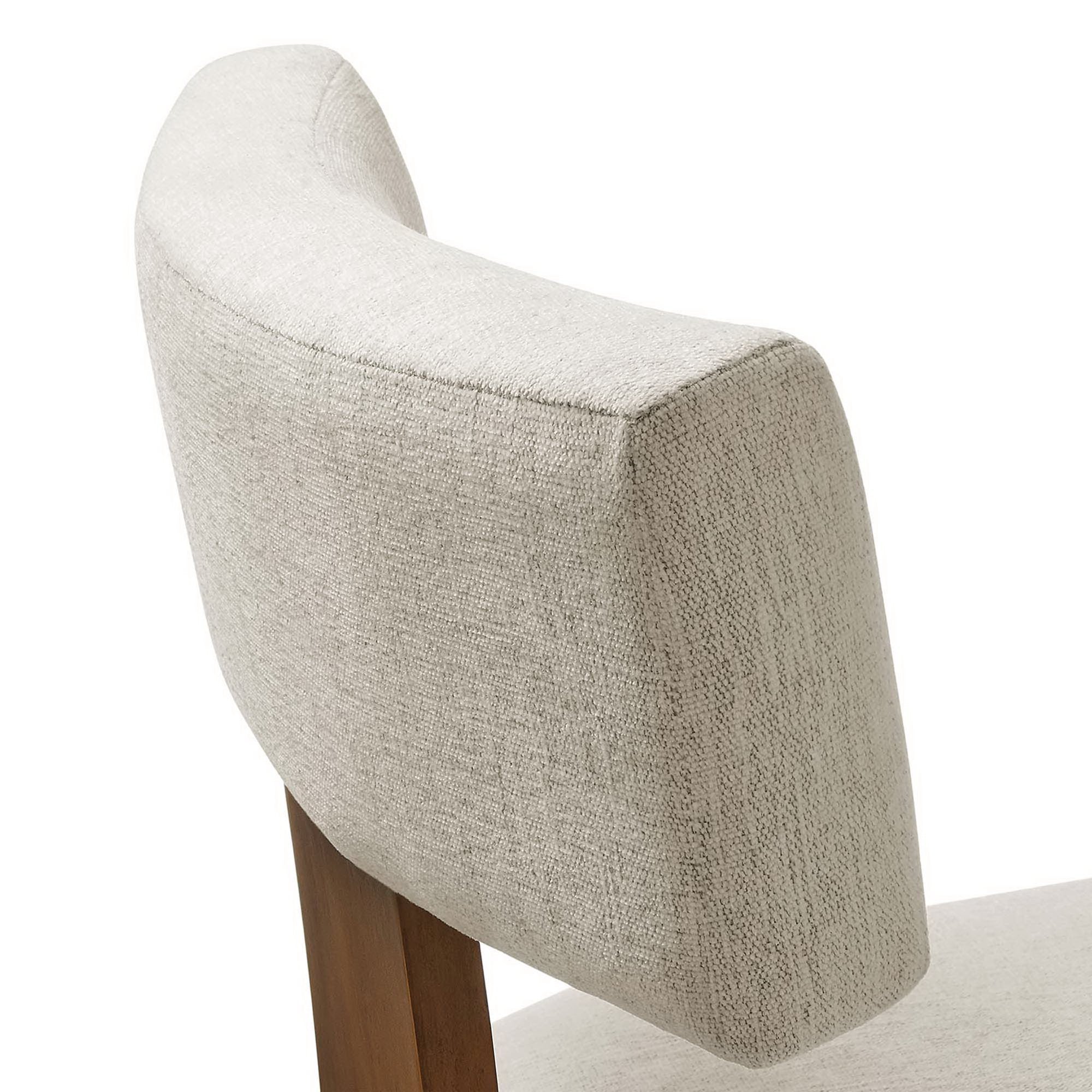 Nalani Fabric Upholstered Dining Chairs Set of 2, Heathered Weave Ivory Deep Brown