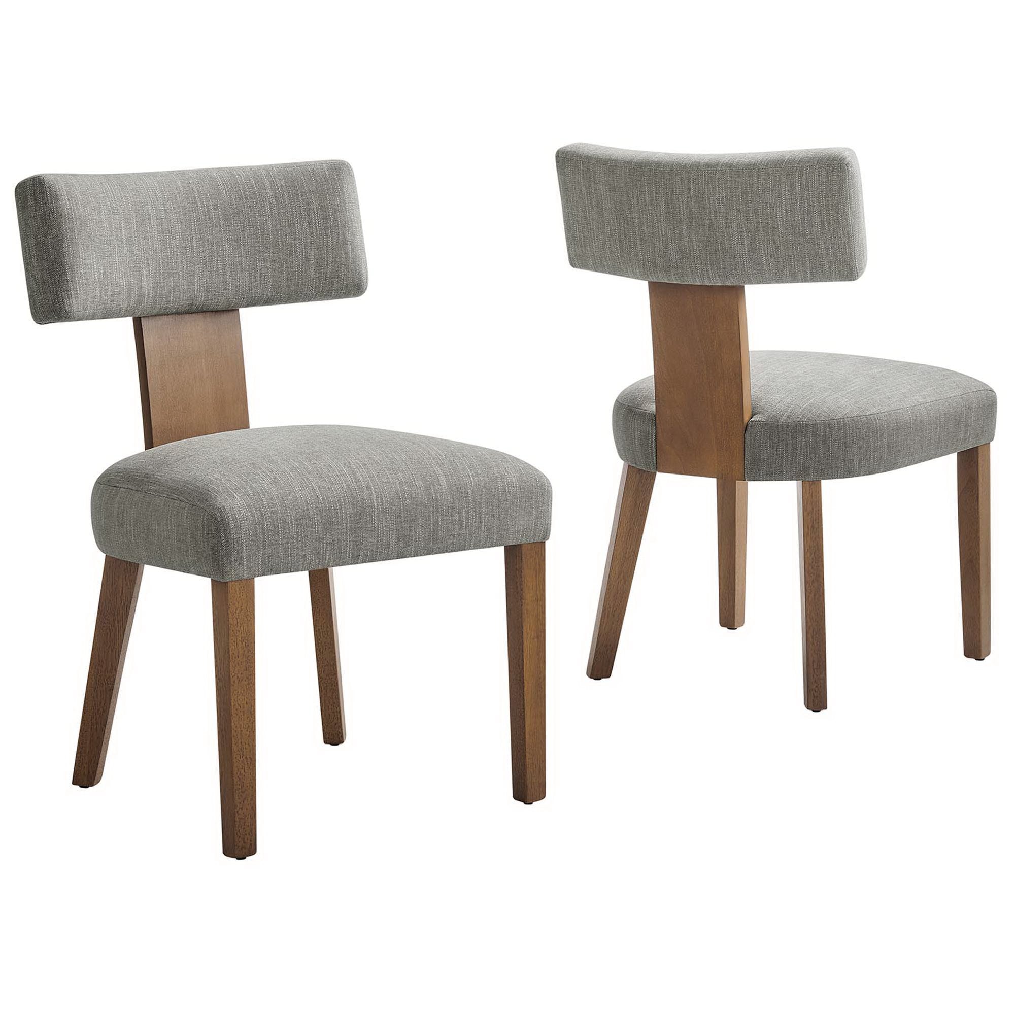 Nalani Fabric Upholstered Dining Chairs Set of 2, Heathered Weave Wheat Deep Brown