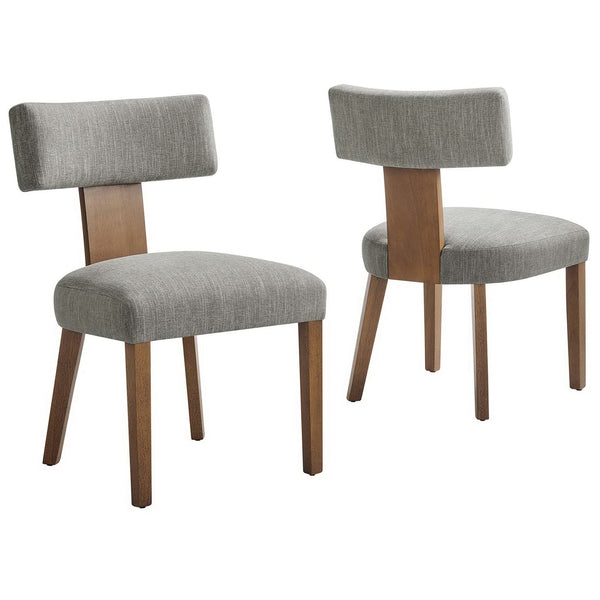 Nalani Fabric Upholstered Dining Chairs Set of 2, Heathered Weave Wheat Deep Brown