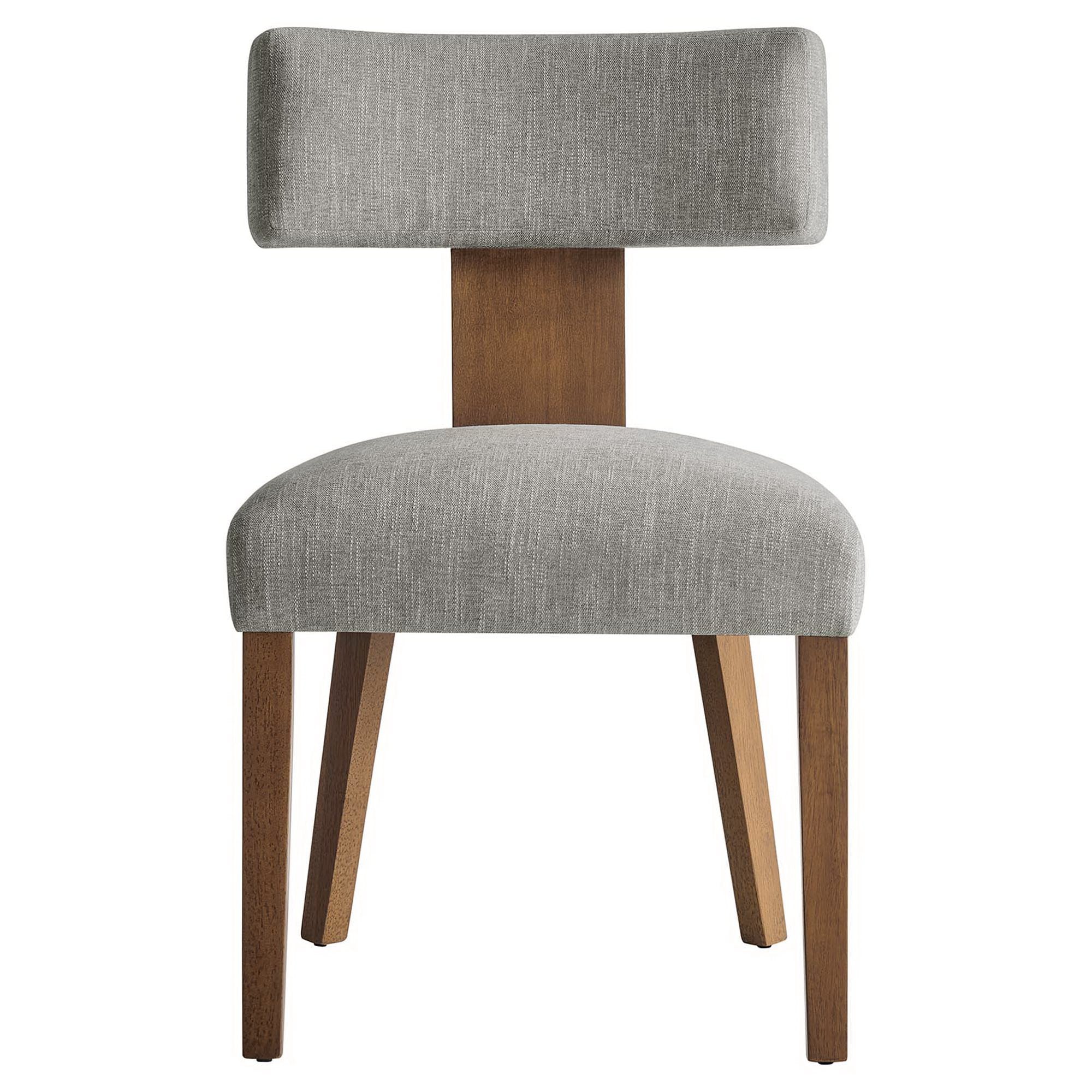 Nalani Fabric Upholstered Dining Chairs Set of 2, Heathered Weave Wheat Deep Brown