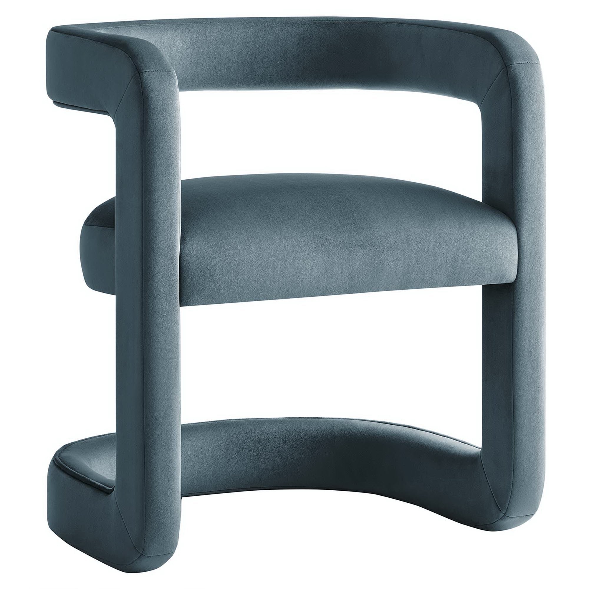 Winslow Barrel Performance Velvet Dining Chair, Cadet Blue