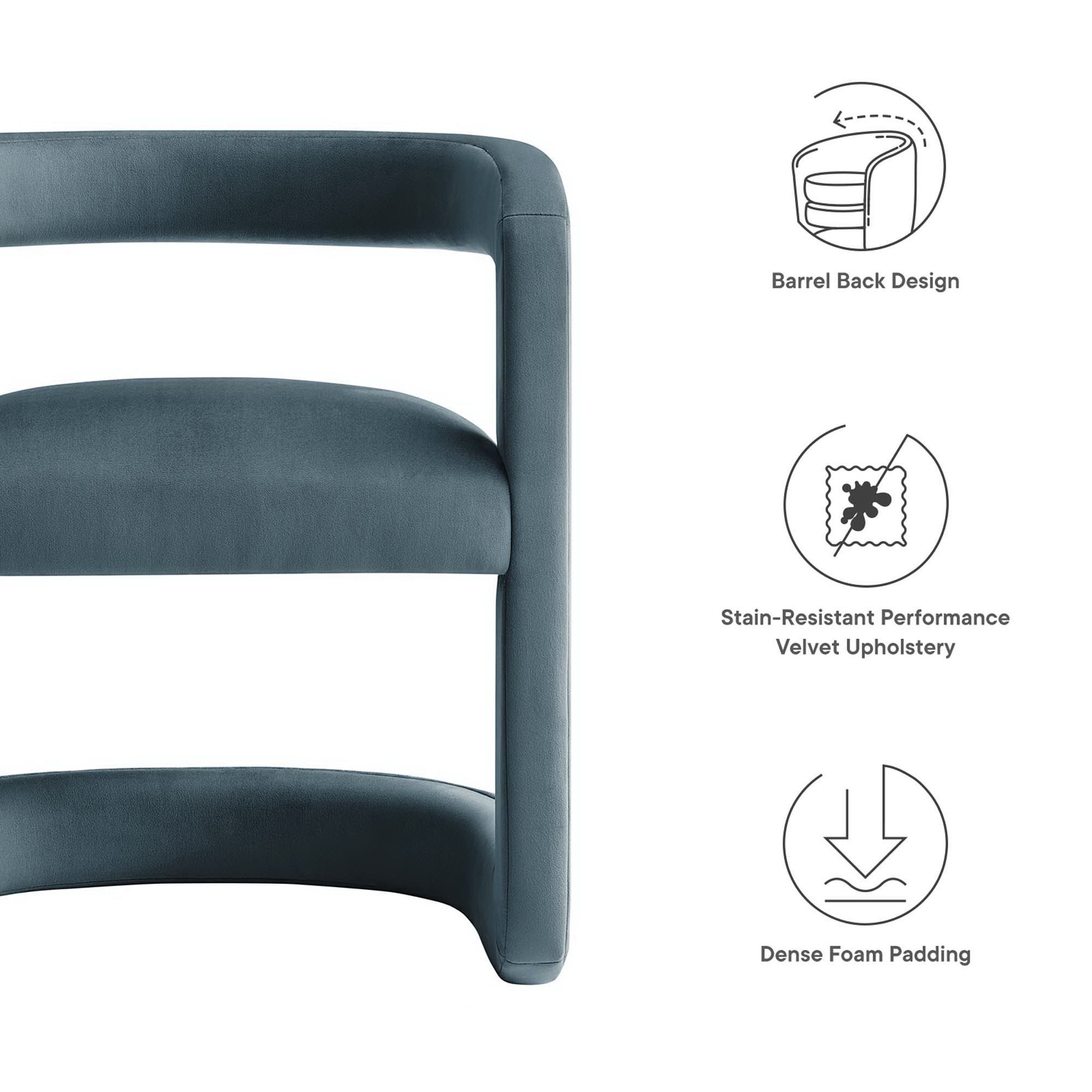 Winslow Performance Velvet Barrel Accent Chair, Cadet Blue