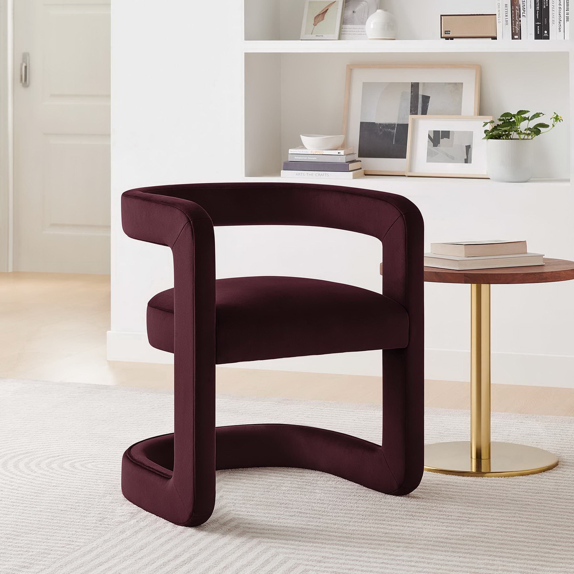 Winslow Barrel Performance Velvet Dining Chair, Mulberry
