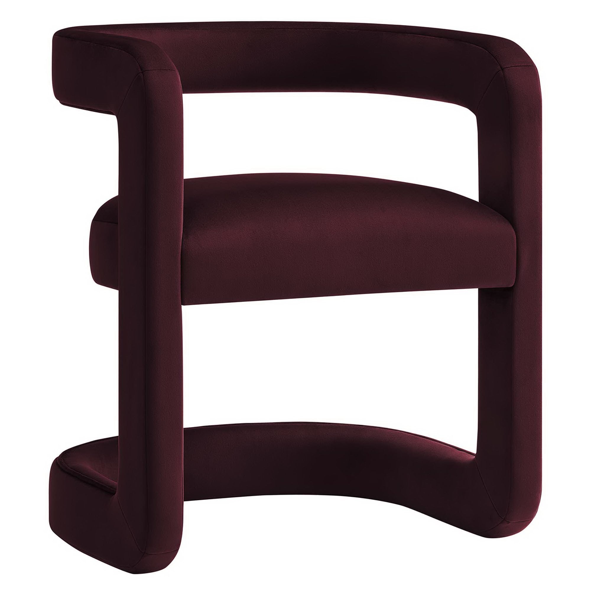 Winslow Performance Velvet Barrel Accent Chair, Mulberry