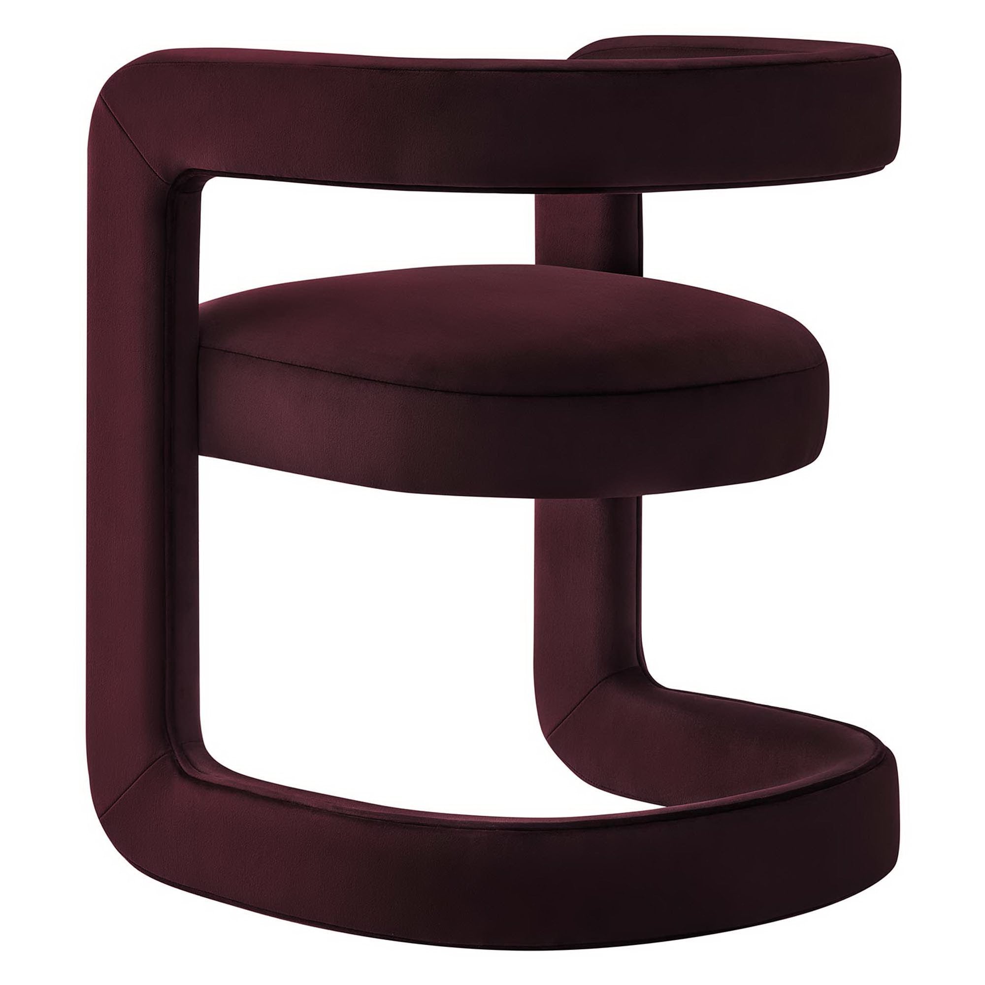 Winslow Performance Velvet Barrel Accent Chair, Mulberry