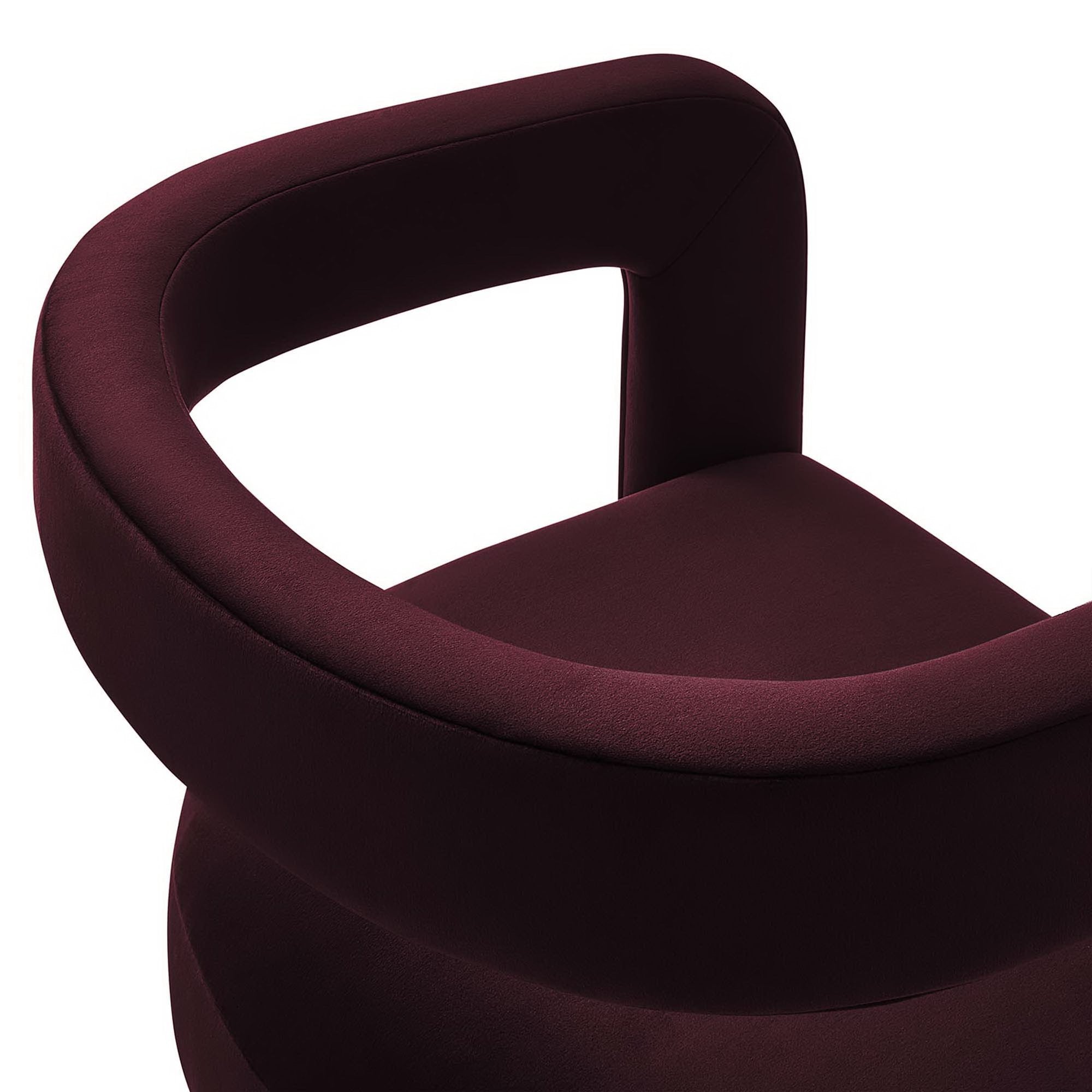 Winslow Performance Velvet Barrel Accent Chair, Mulberry