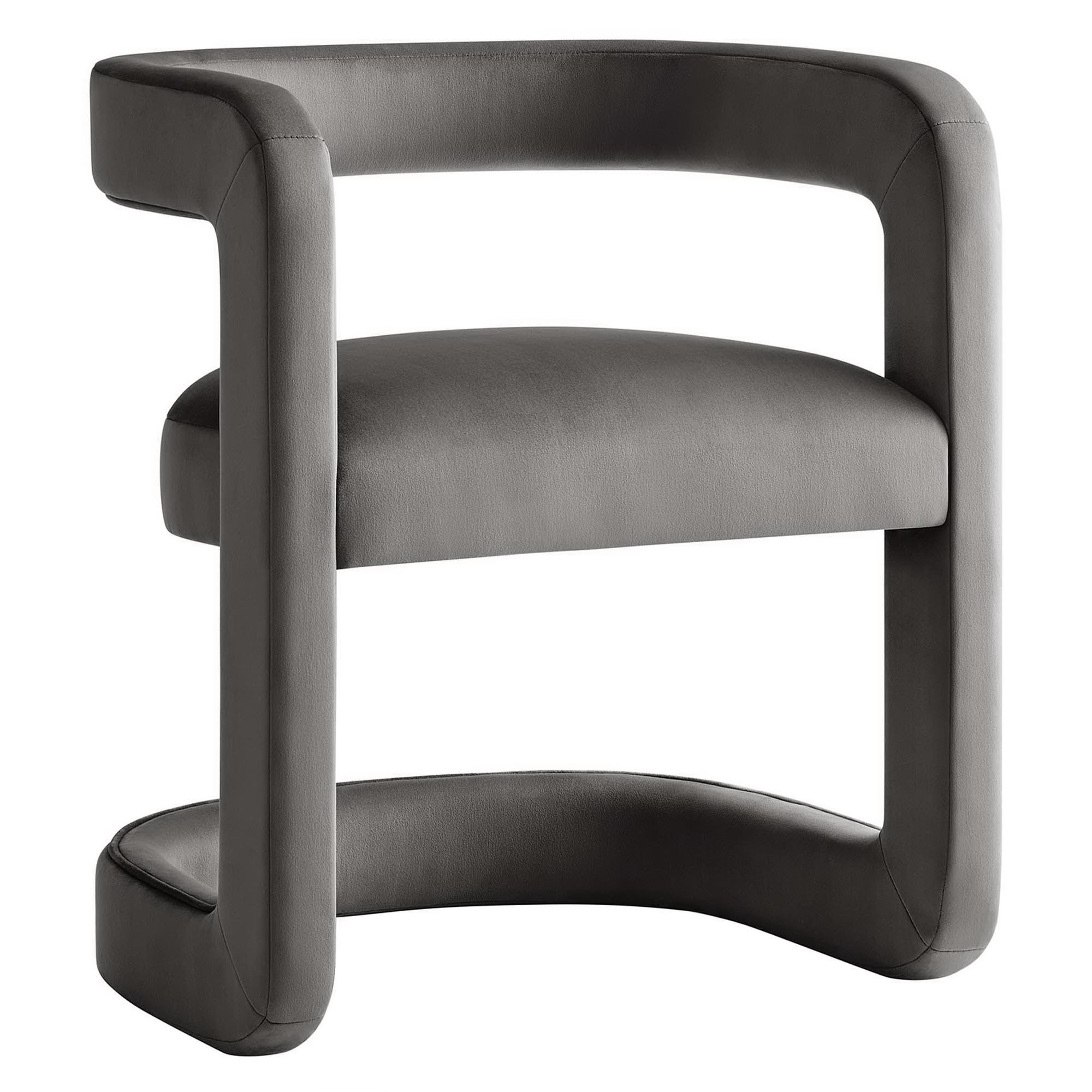 Winslow Performance Velvet Barrel Accent Chair, Storm Gray