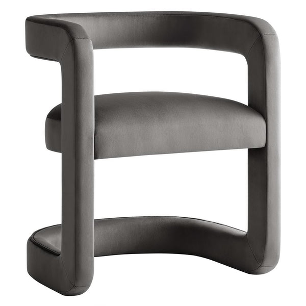 Winslow Performance Velvet Barrel Accent Chair, Storm Gray