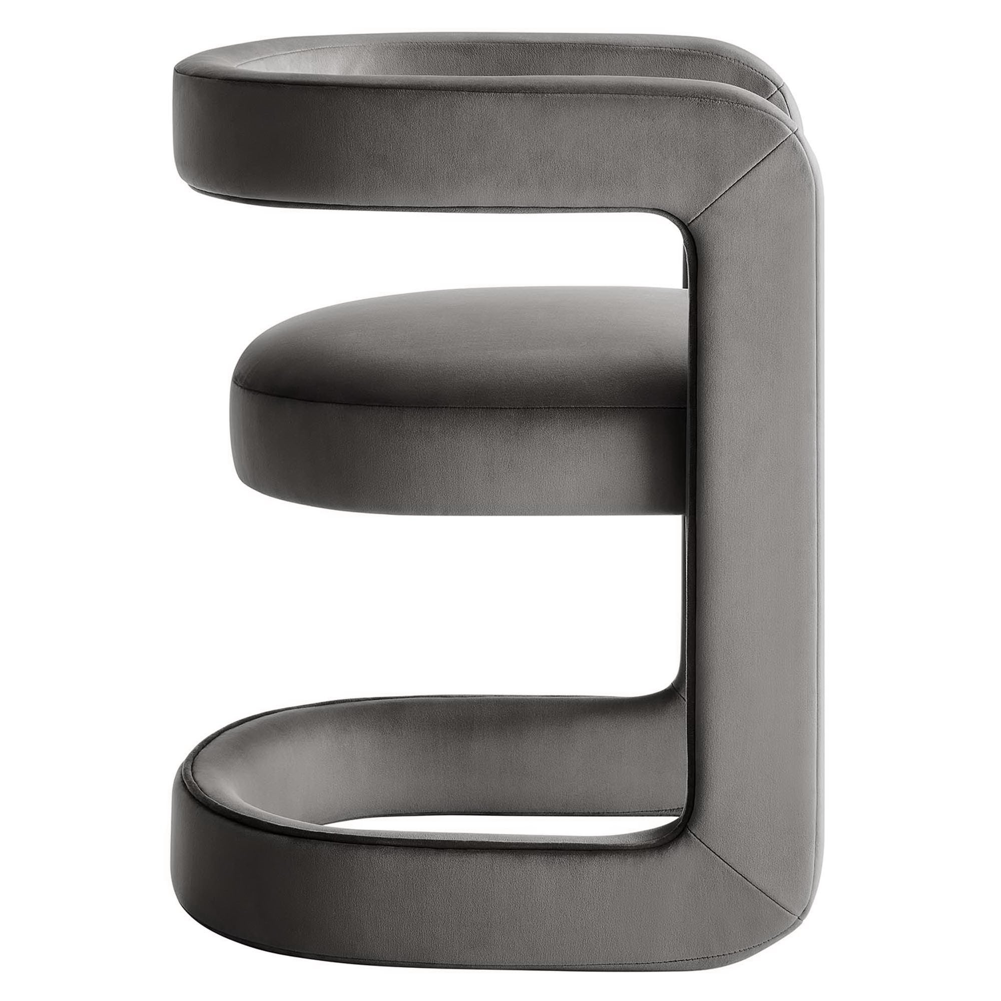 Winslow Performance Velvet Barrel Accent Chair, Storm Gray