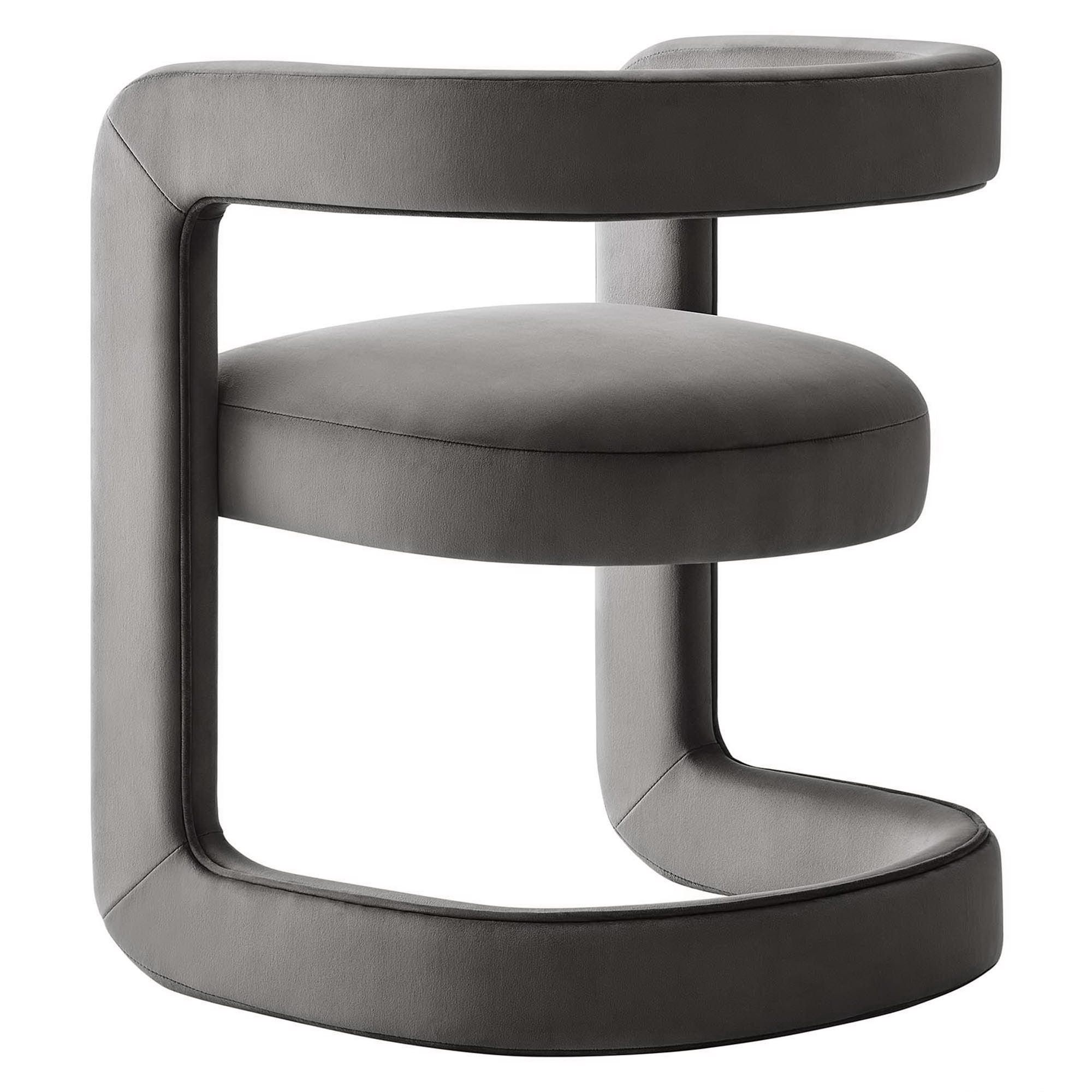 Winslow Performance Velvet Barrel Accent Chair, Storm Gray