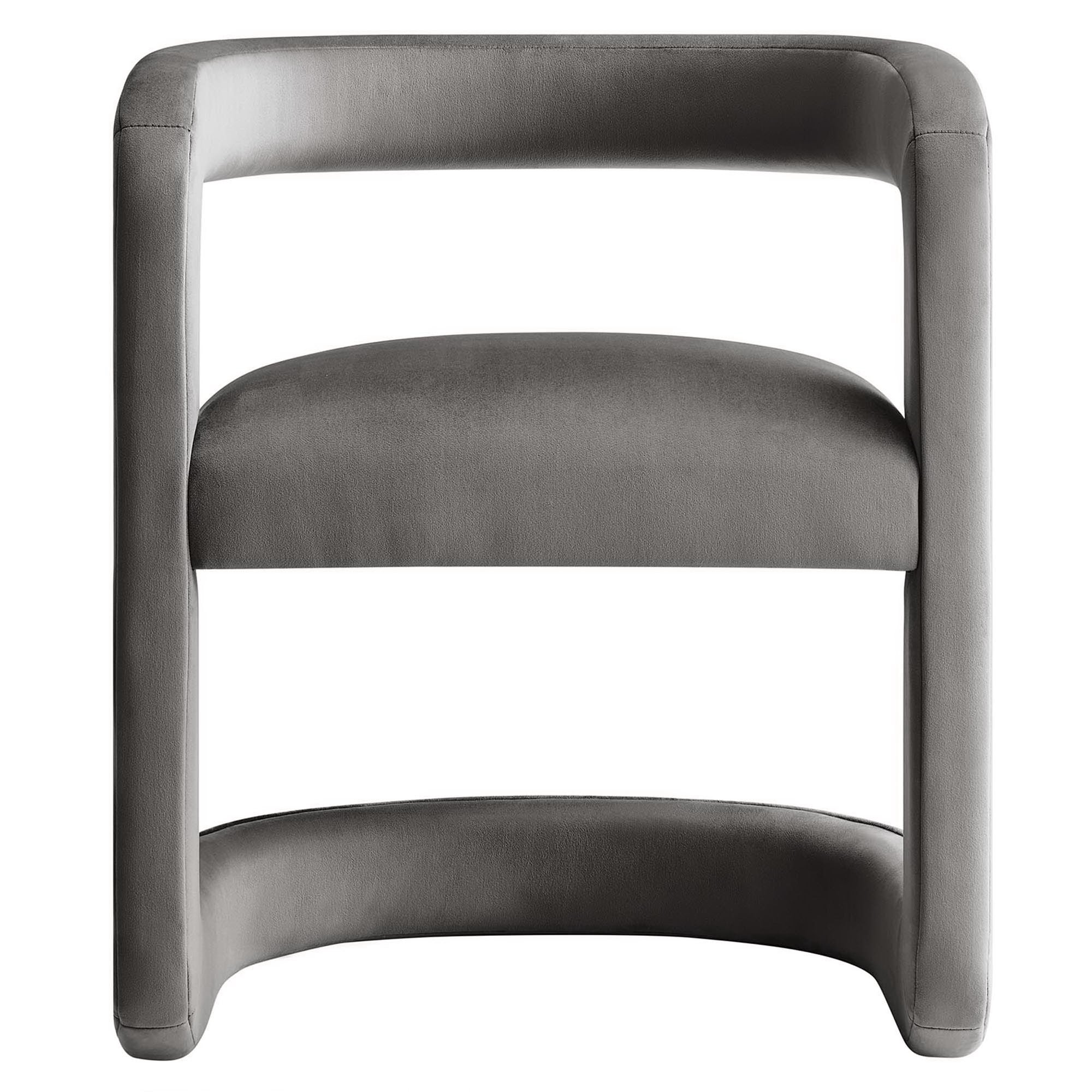 Winslow Performance Velvet Barrel Accent Chair, Storm Gray