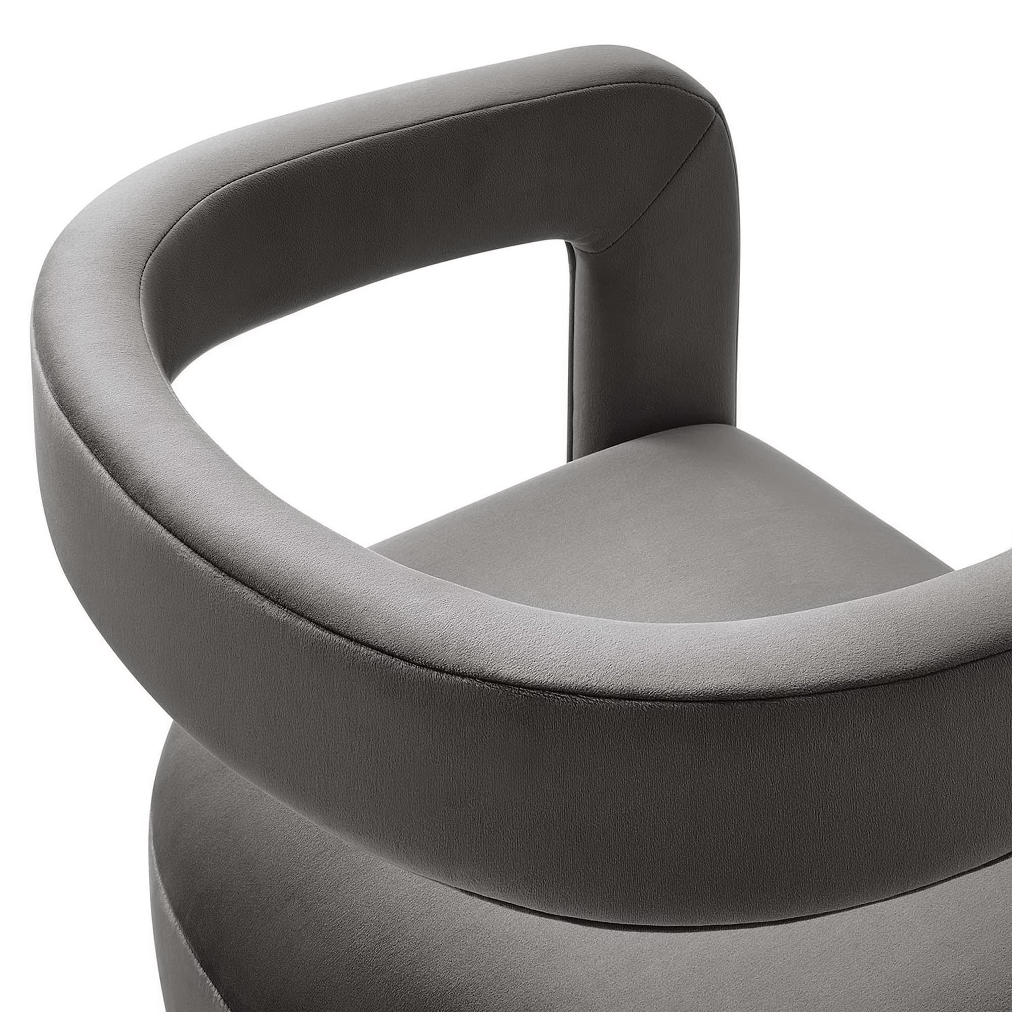Winslow Performance Velvet Barrel Accent Chair, Storm Gray