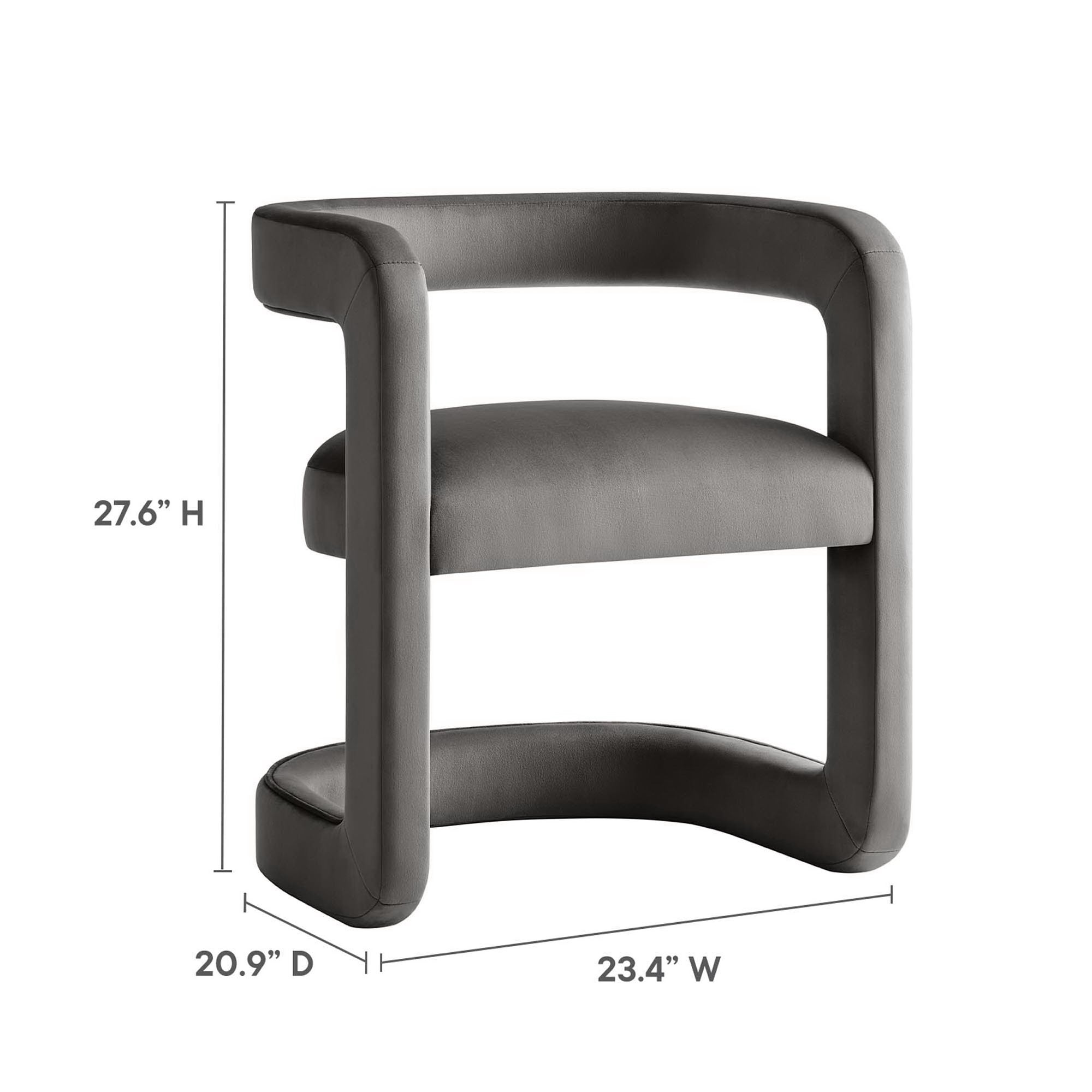 Winslow Performance Velvet Barrel Accent Chair, Storm Gray