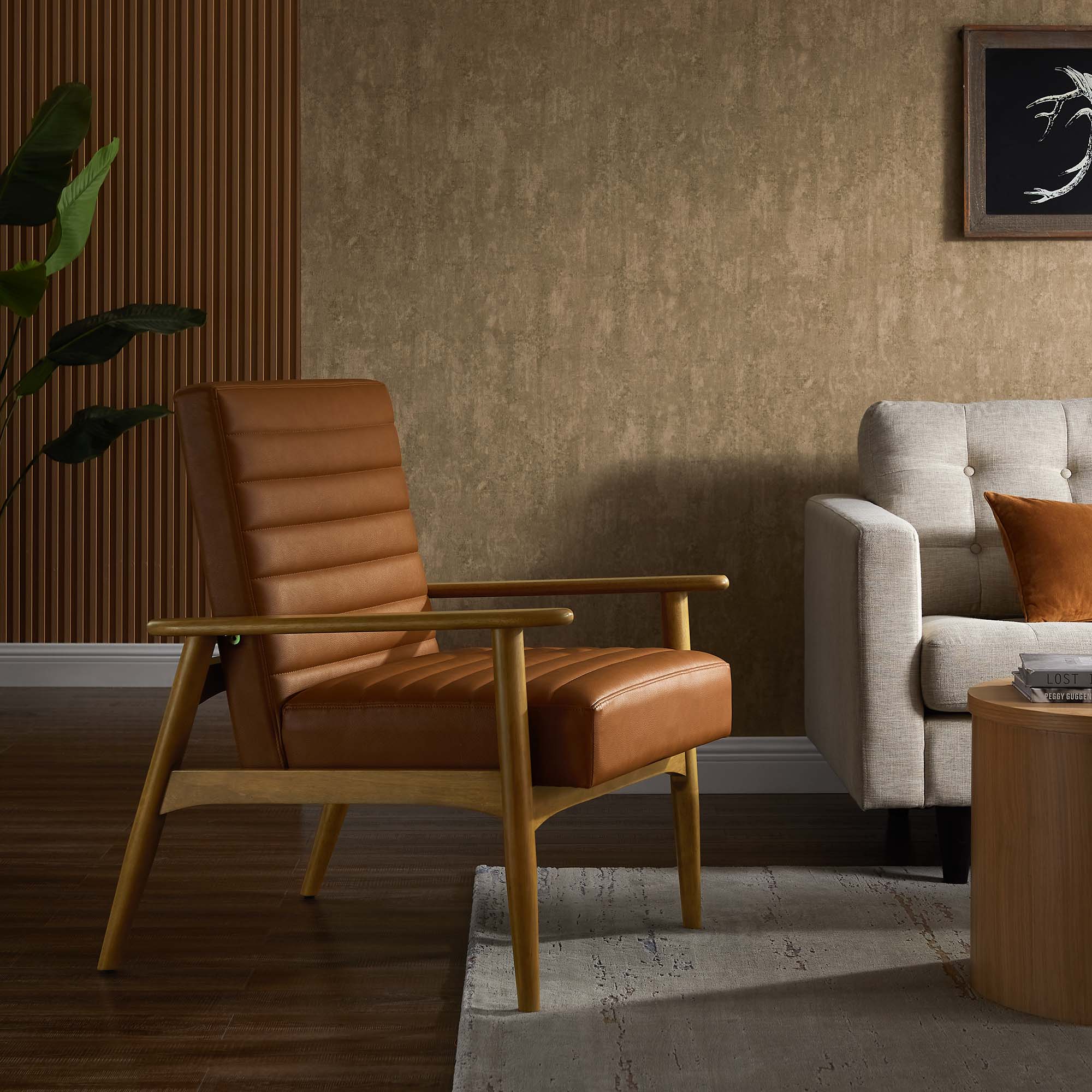 Jensen Vegan Leather Accent Chair, French Oak Tan
