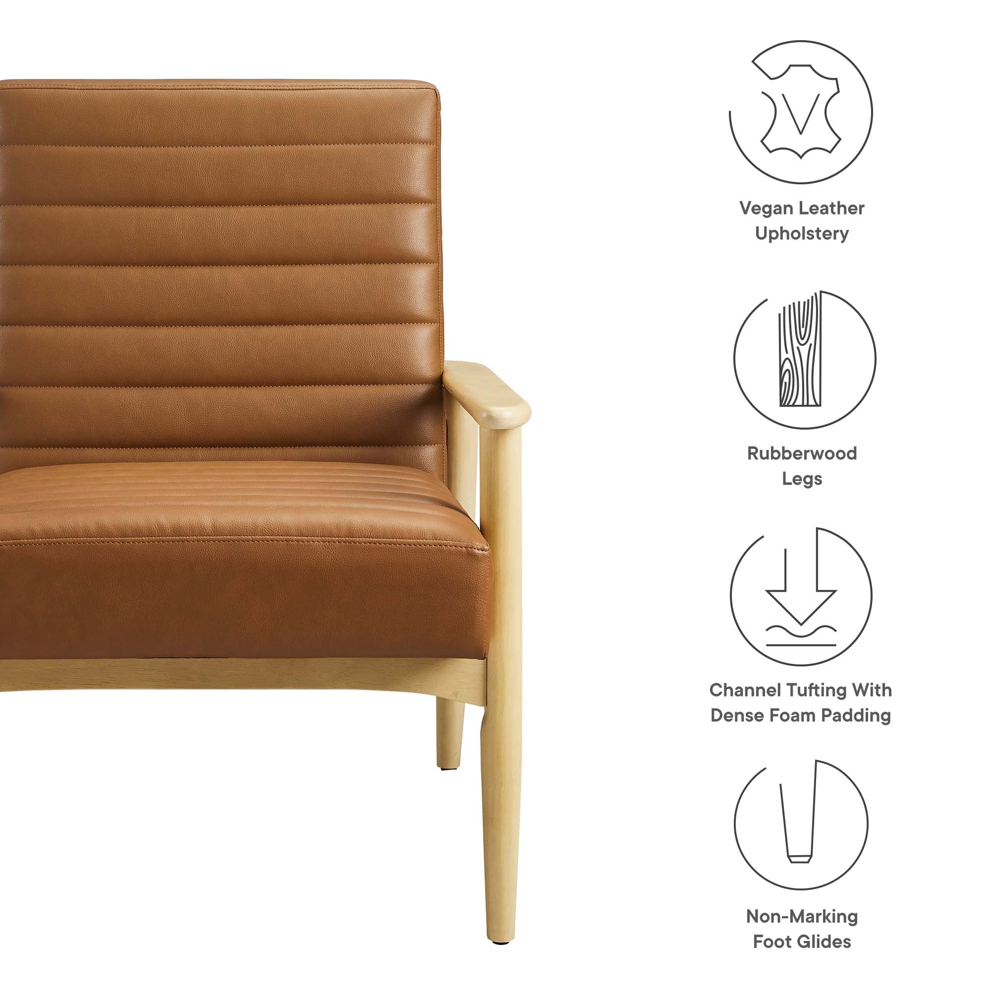 Jensen Vegan Leather Accent Chair, Natural Tan