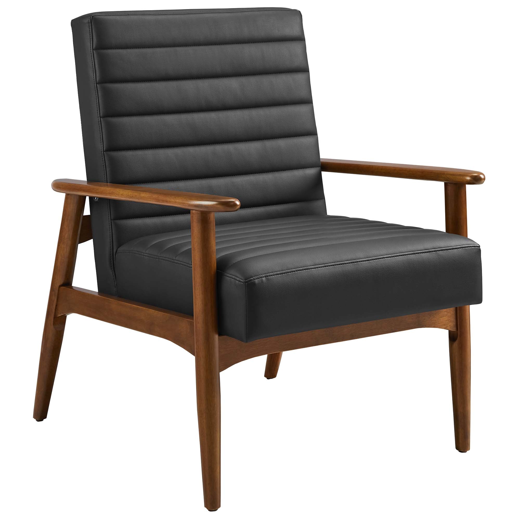 Jensen Vegan Leather Accent Chair, Walnut Black