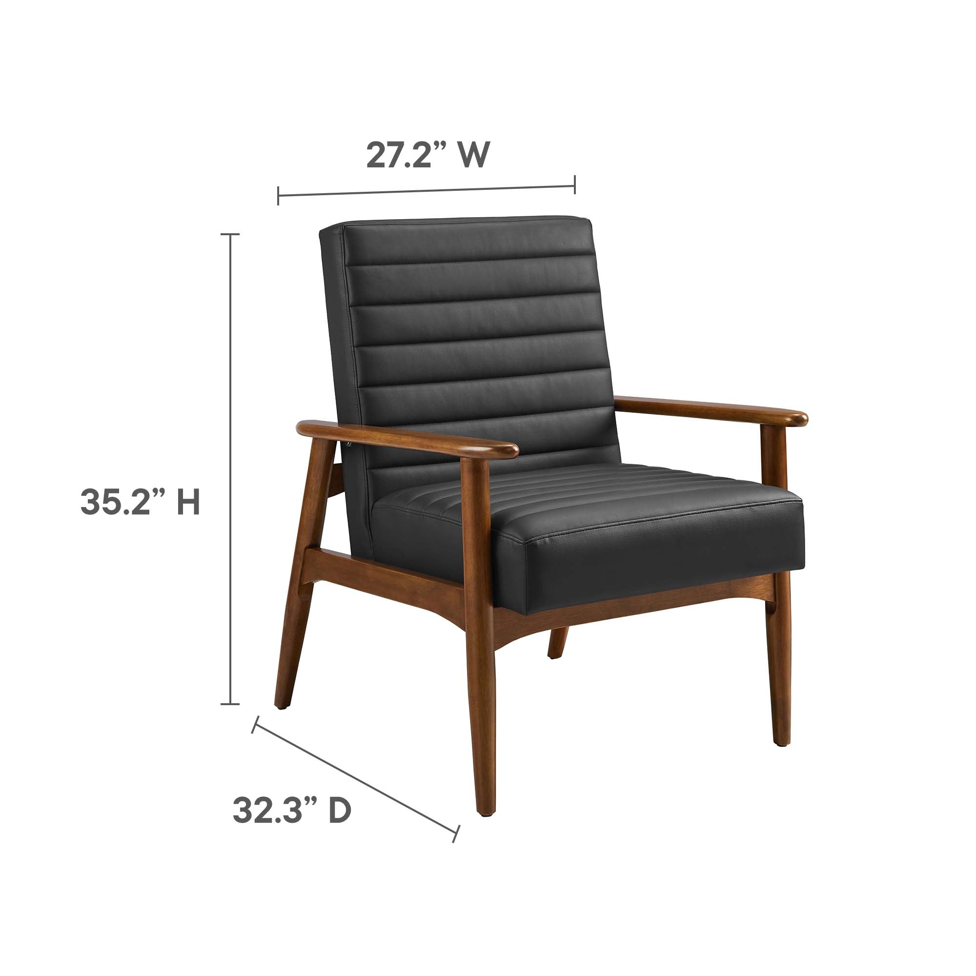 Jensen Vegan Leather Accent Chair, Walnut Black
