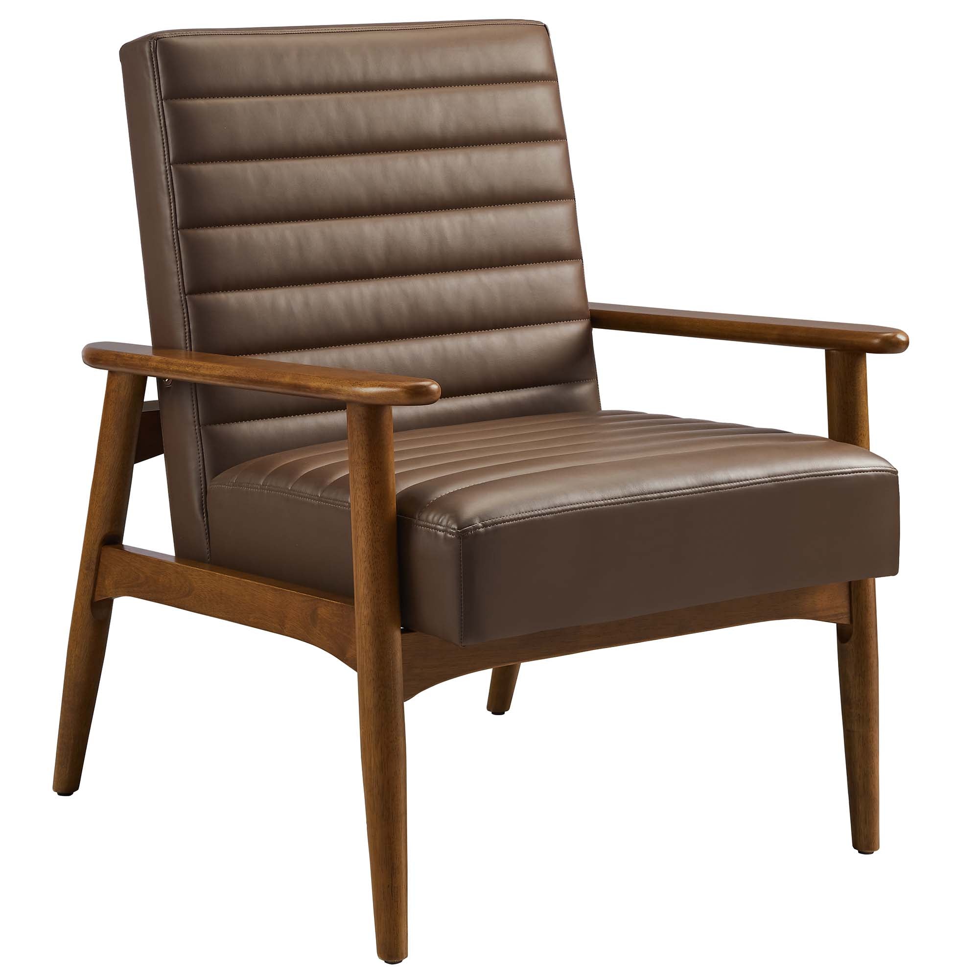Jensen Vegan Leather Accent Chair, Walnut Brown