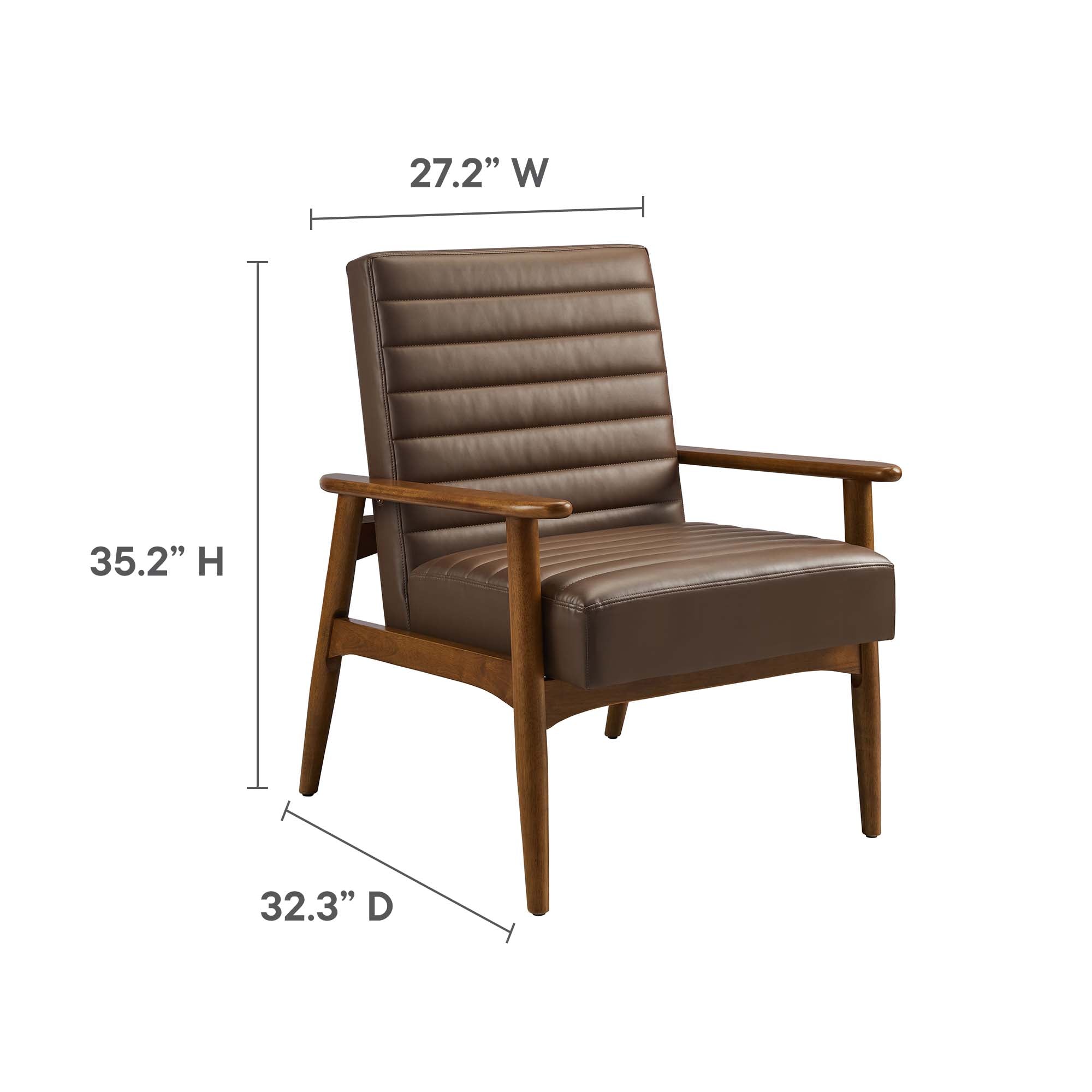 Jensen Vegan Leather Accent Chair, Walnut Brown