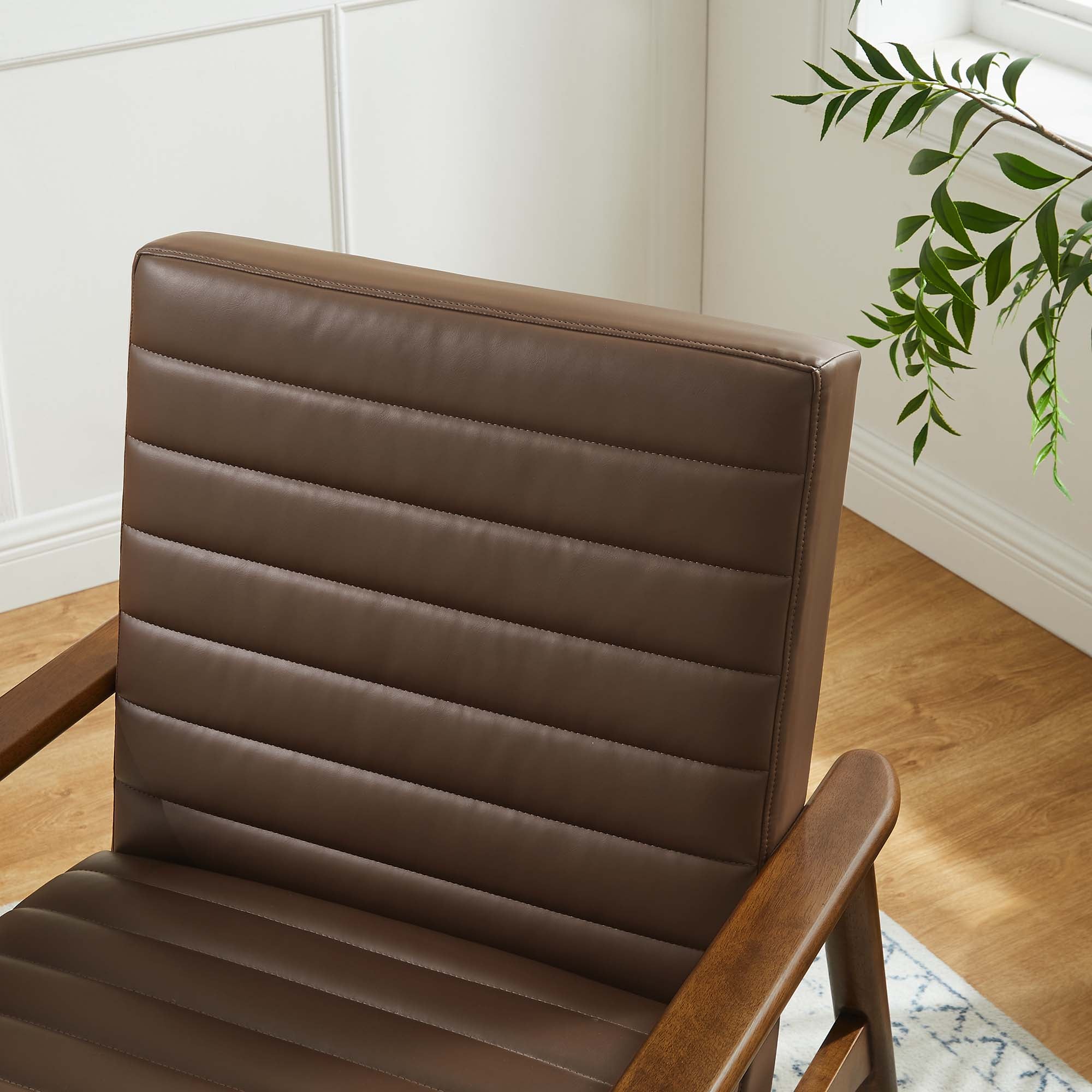Jensen Vegan Leather Accent Chair, Walnut Brown