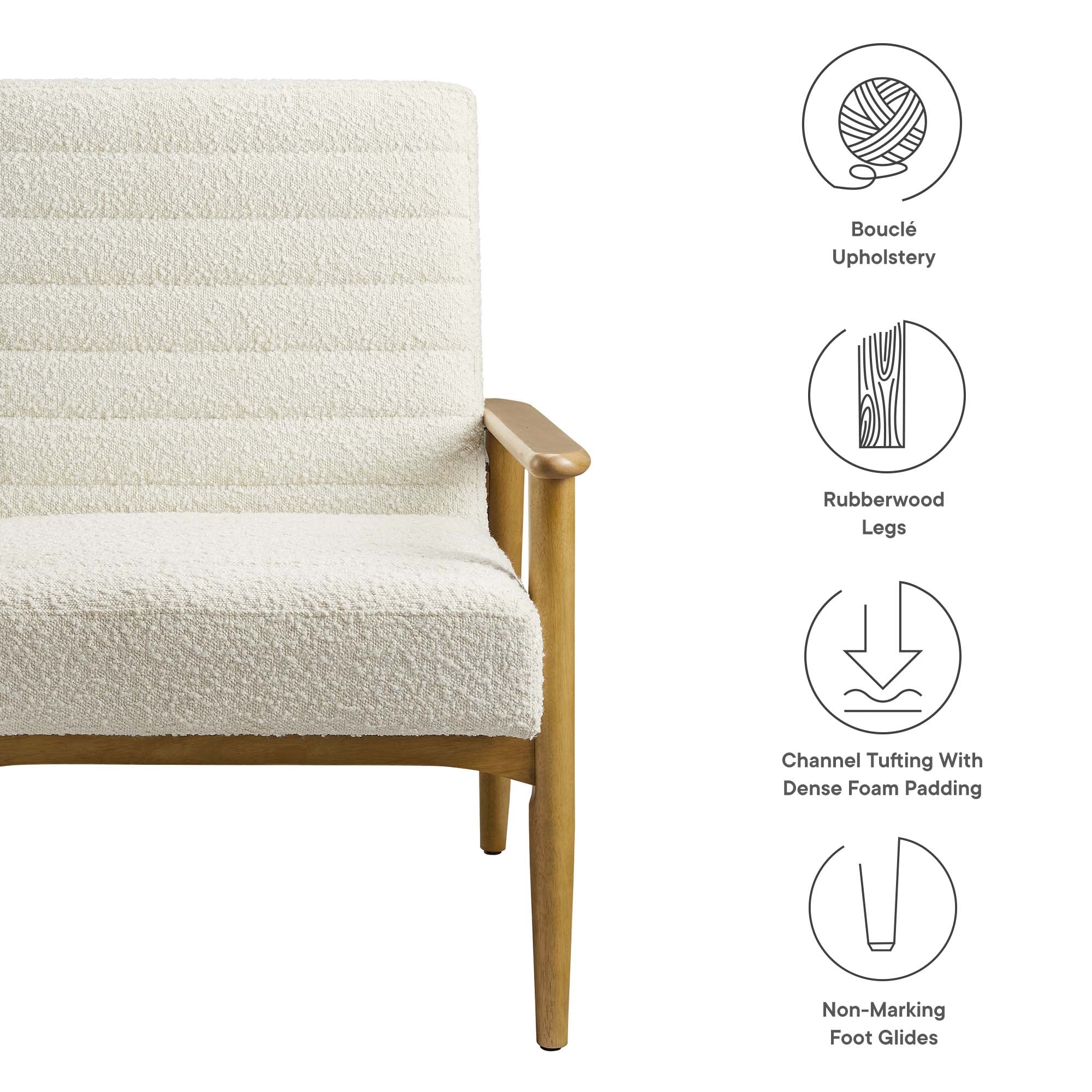 Jensen Boucle Fabric Accent Chair, Ivory