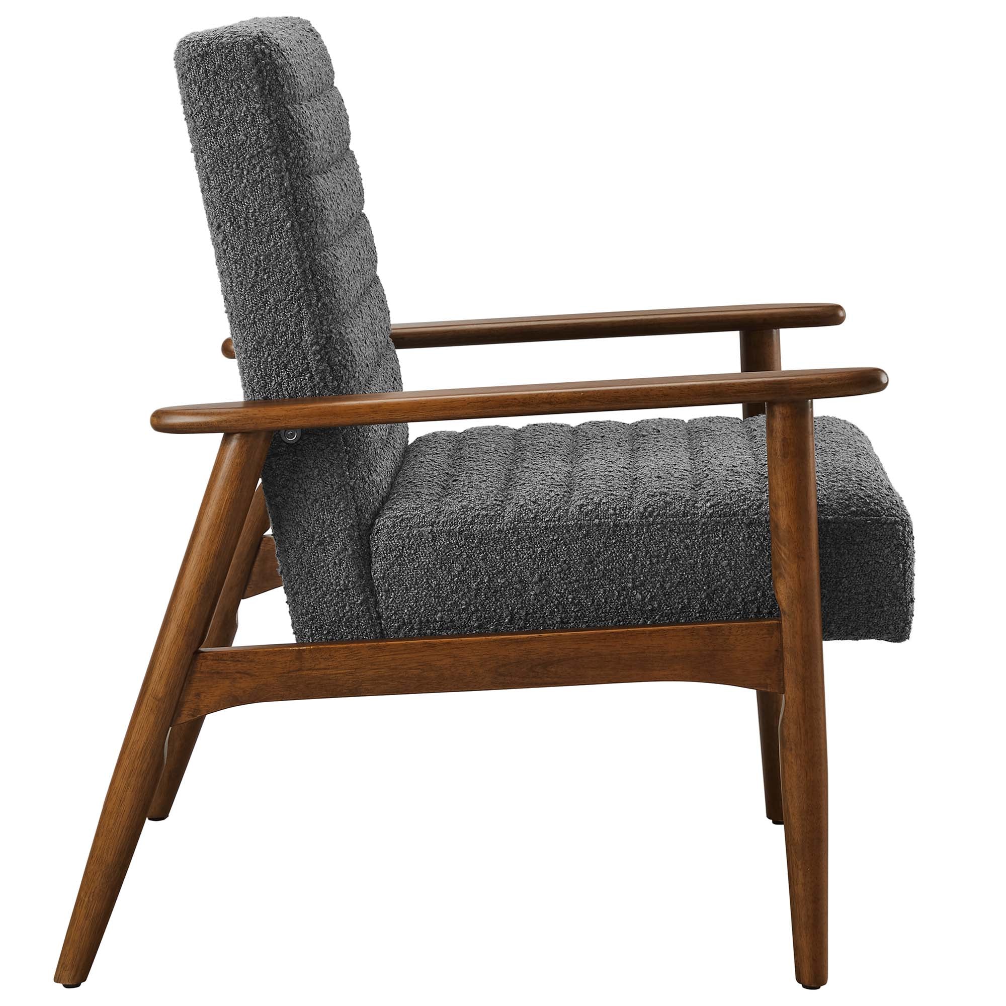 Jensen Boucle Fabric Accent Chair, Walnut Charcoal