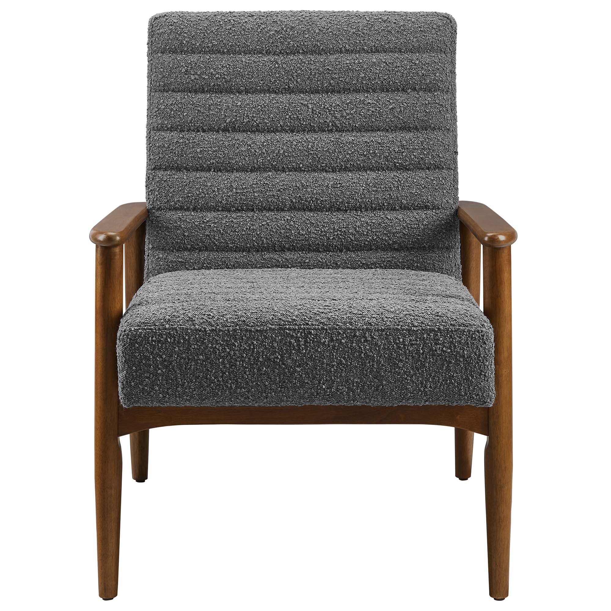 Jensen Boucle Fabric Accent Chair, Walnut Charcoal