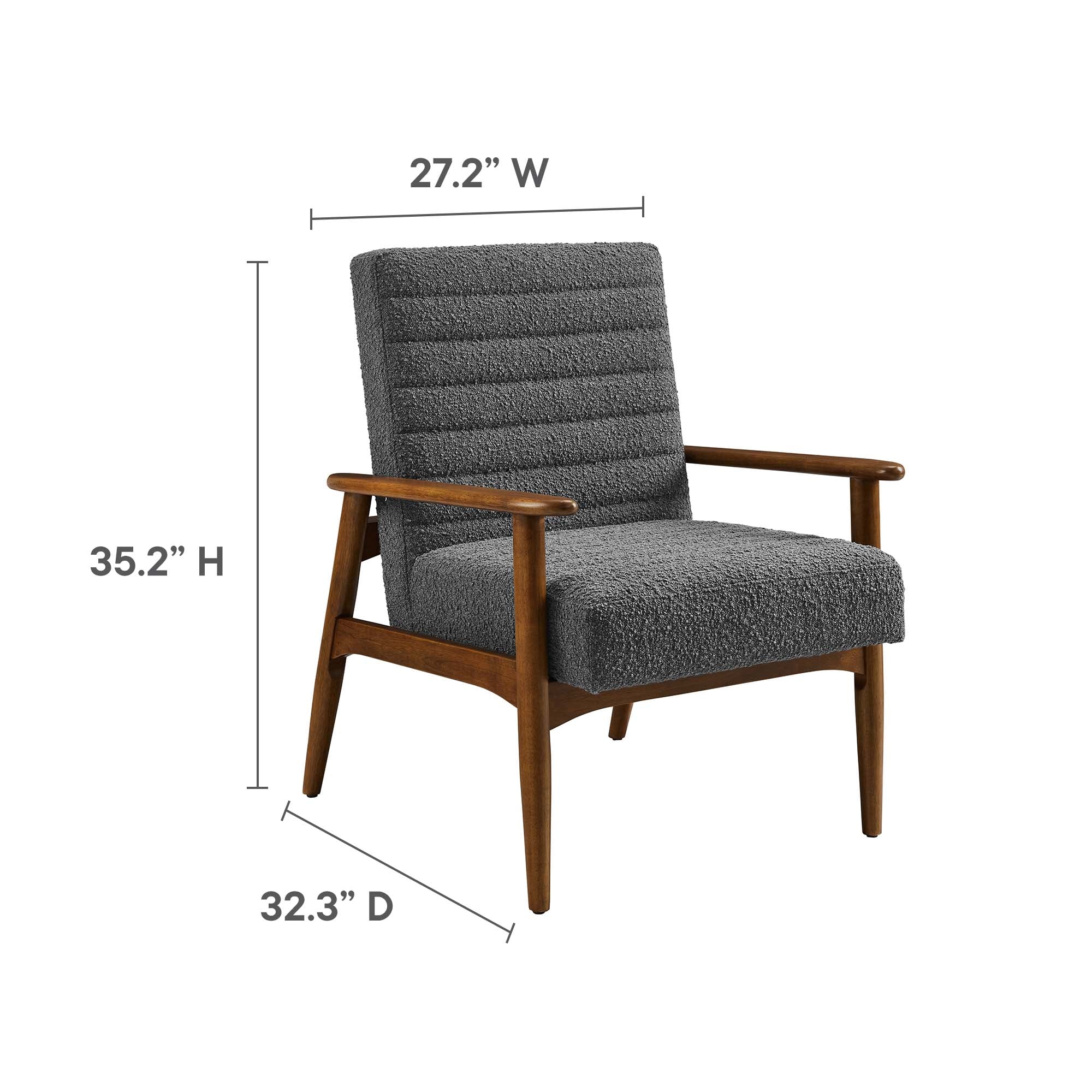 Jensen Boucle Fabric Accent Chair, Walnut Charcoal