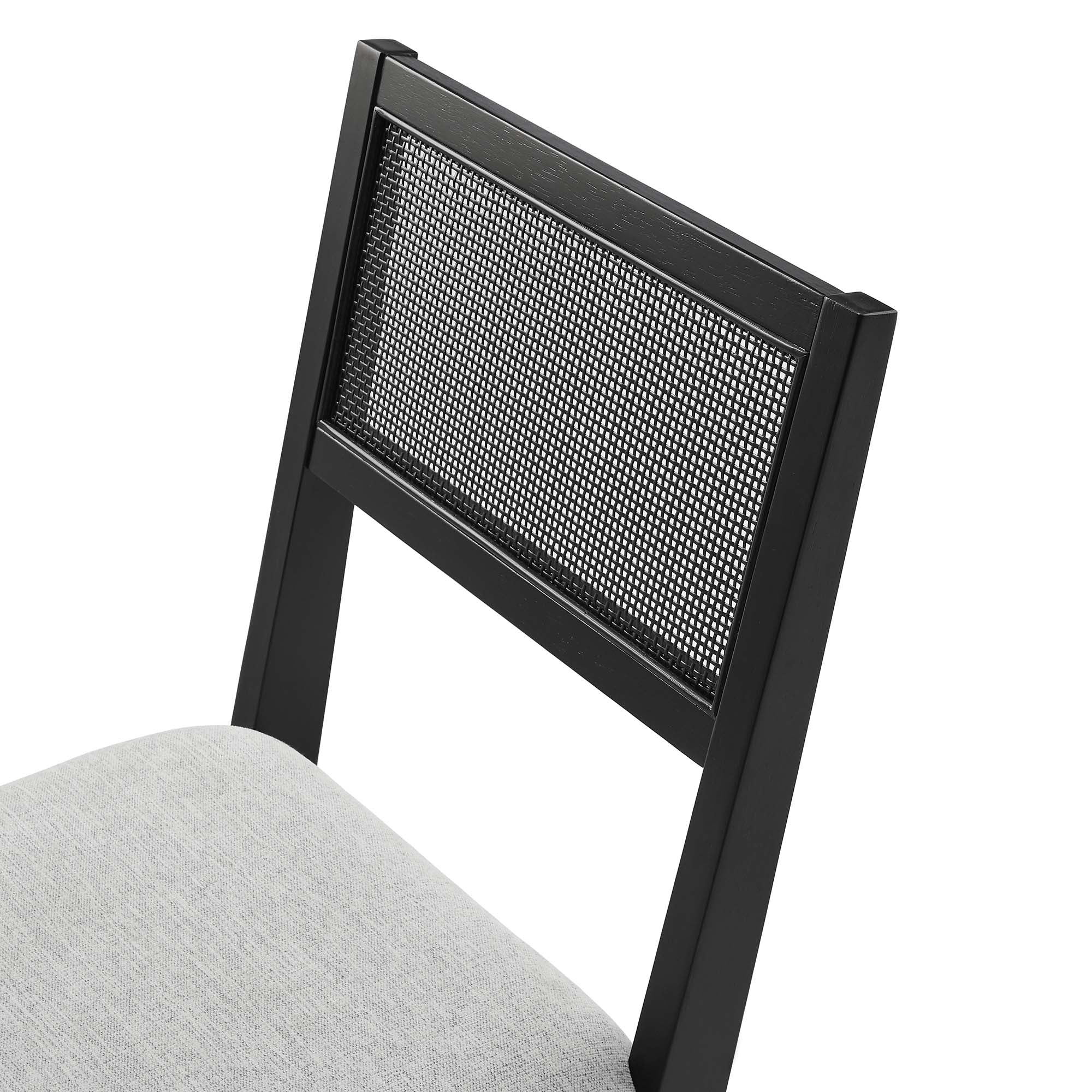 Nimba Faux Rattan Fabric Dining Chairs Set of 2, Heathered Weave Light Gray