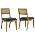 Nimba Faux Rattan Fabric Dining Chairs Set of 2, Heathered Weave Azure