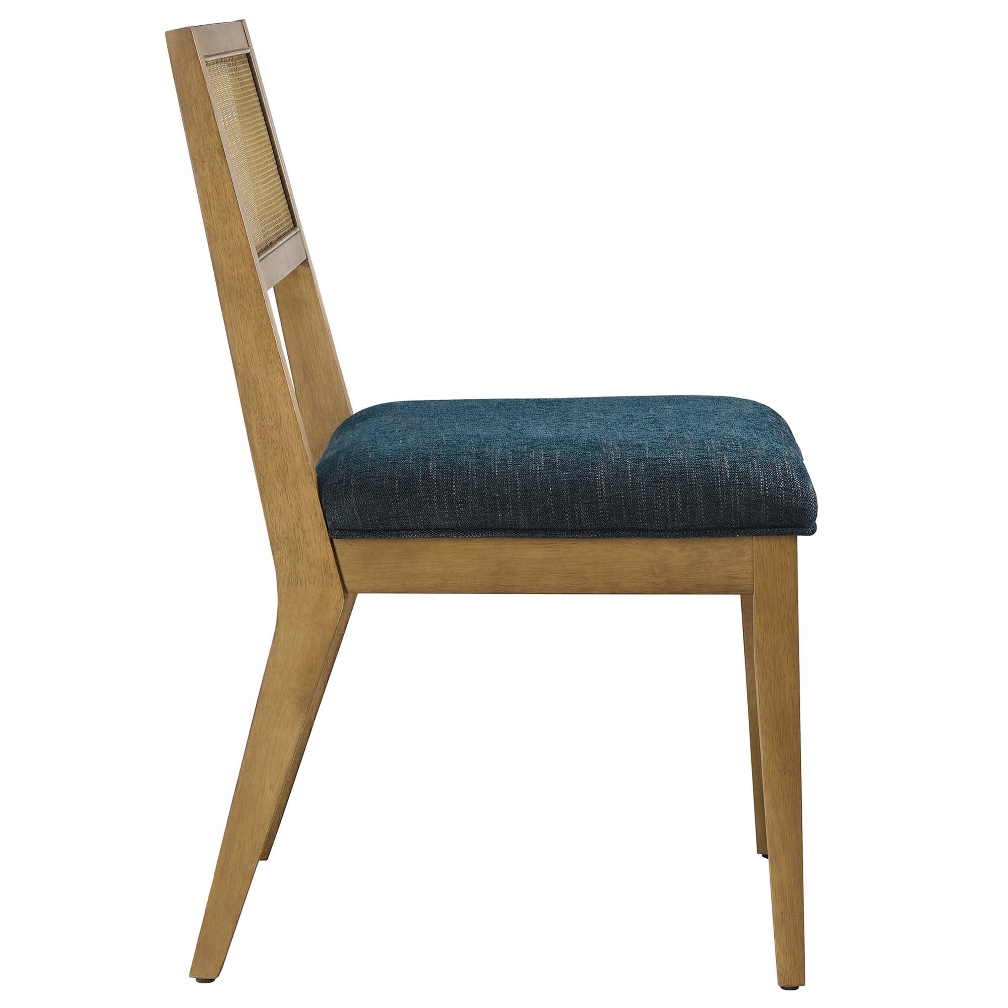 Nimba Faux Rattan Fabric Dining Chairs Set of 2, Heathered Weave Azure