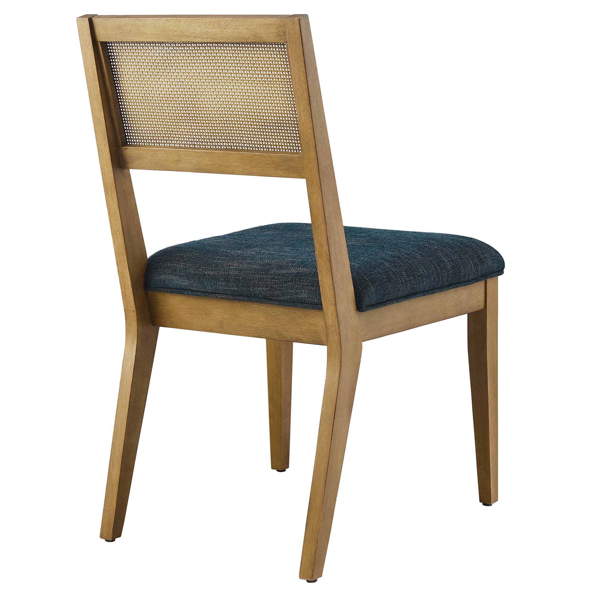 Nimba Faux Rattan Fabric Dining Chairs Set of 2, Heathered Weave Azure
