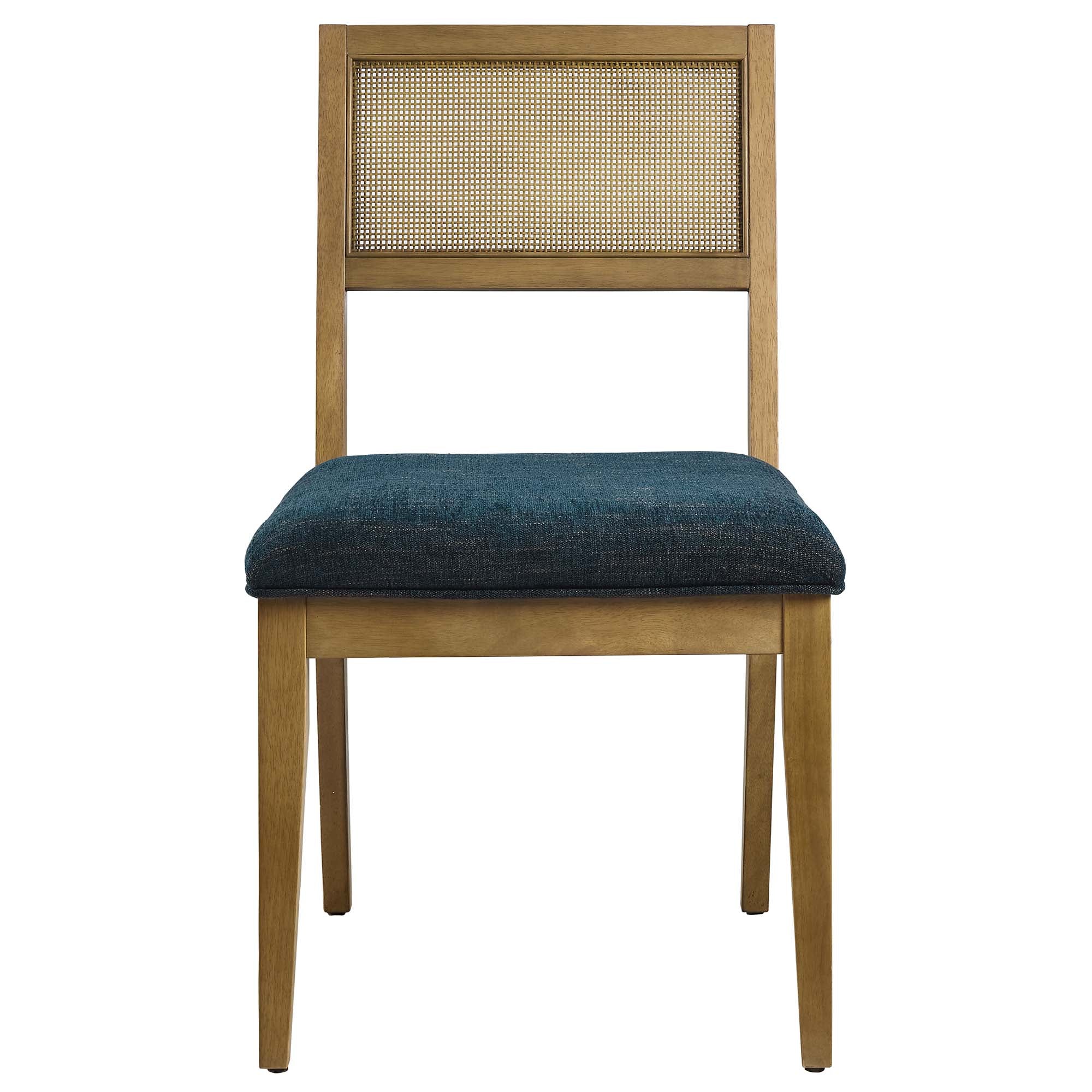 Nimba Faux Rattan Fabric Dining Chairs Set of 2, Heathered Weave Azure