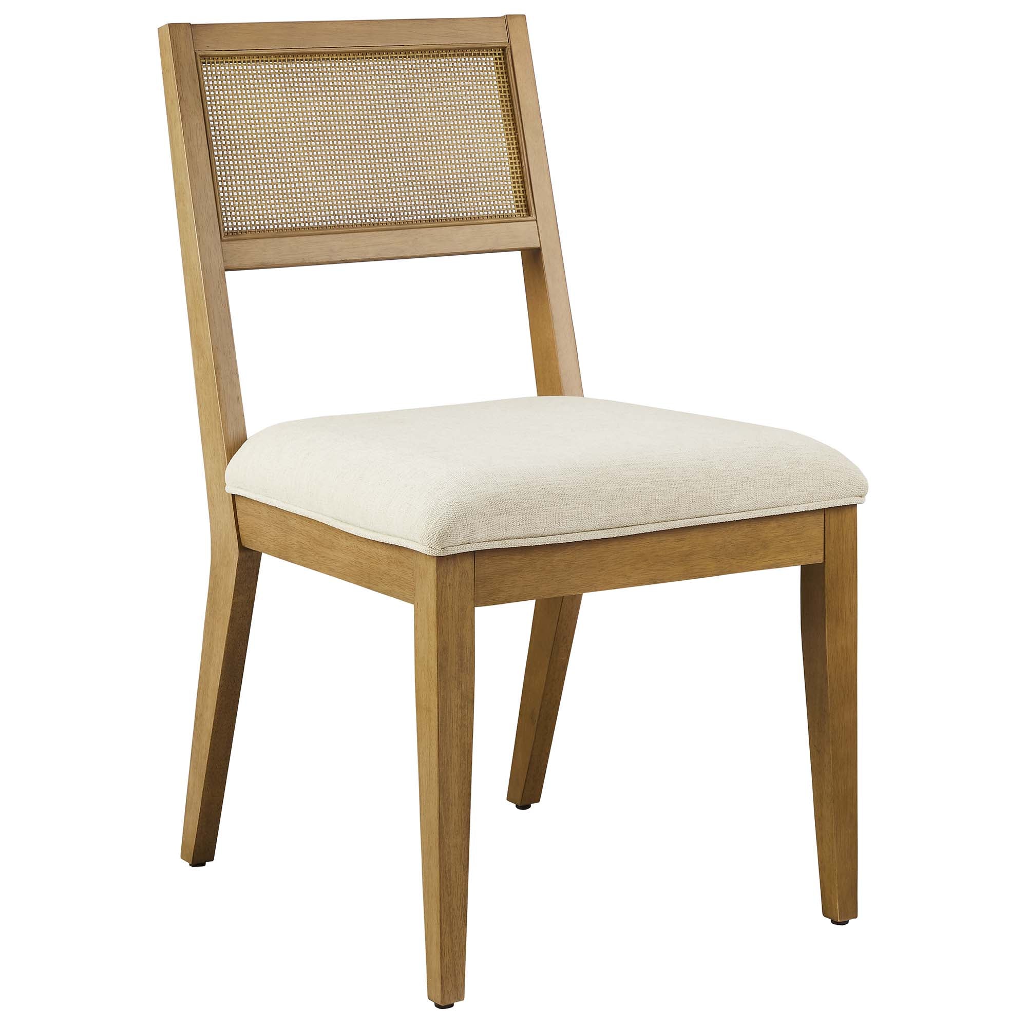 Nimba Faux Rattan Fabric Dining Chairs Set of 2, Heathered Weave Ivory
