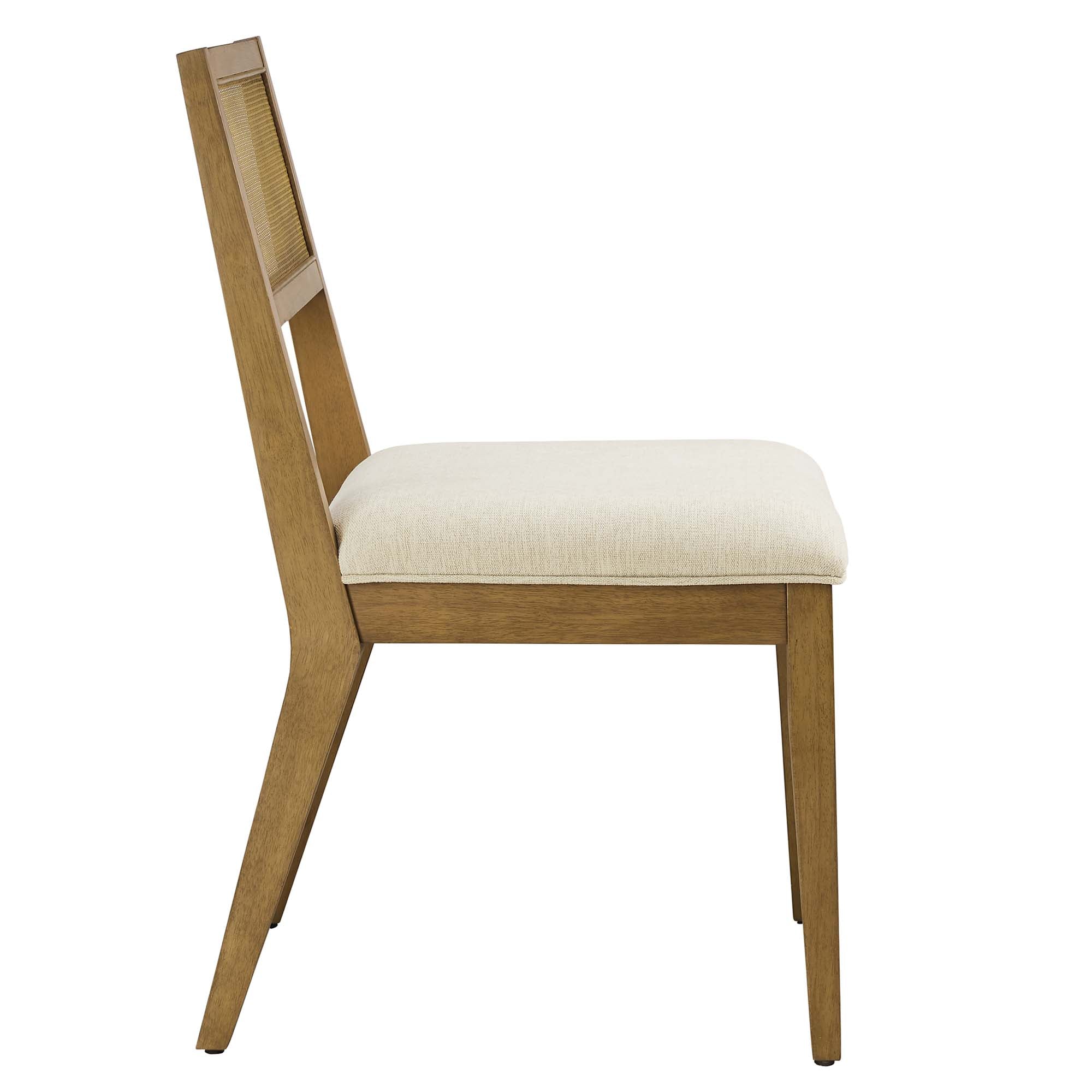 Nimba Faux Rattan Fabric Dining Chairs Set of 2, Heathered Weave Ivory
