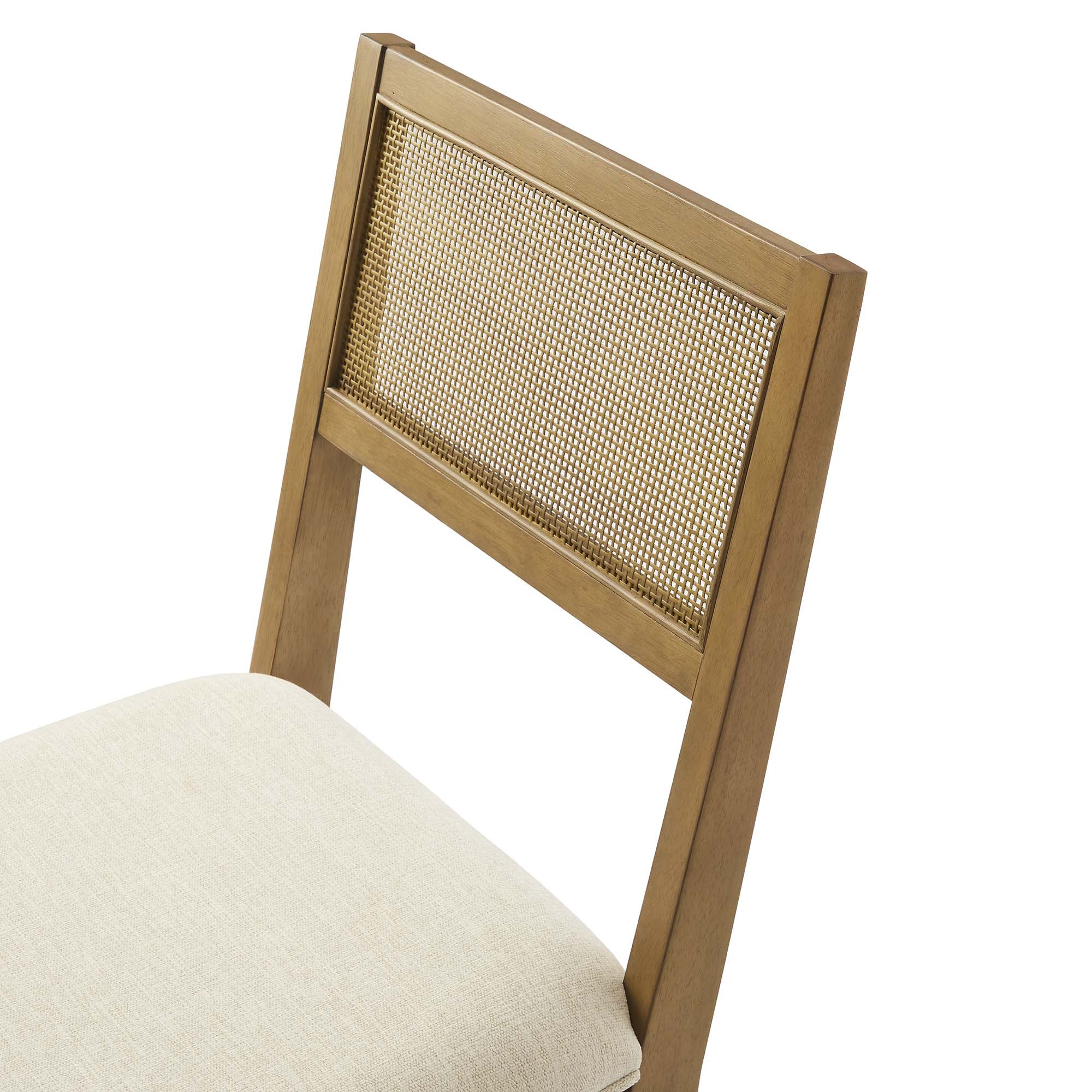 Nimba Faux Rattan Fabric Dining Chairs Set of 2, Heathered Weave Ivory