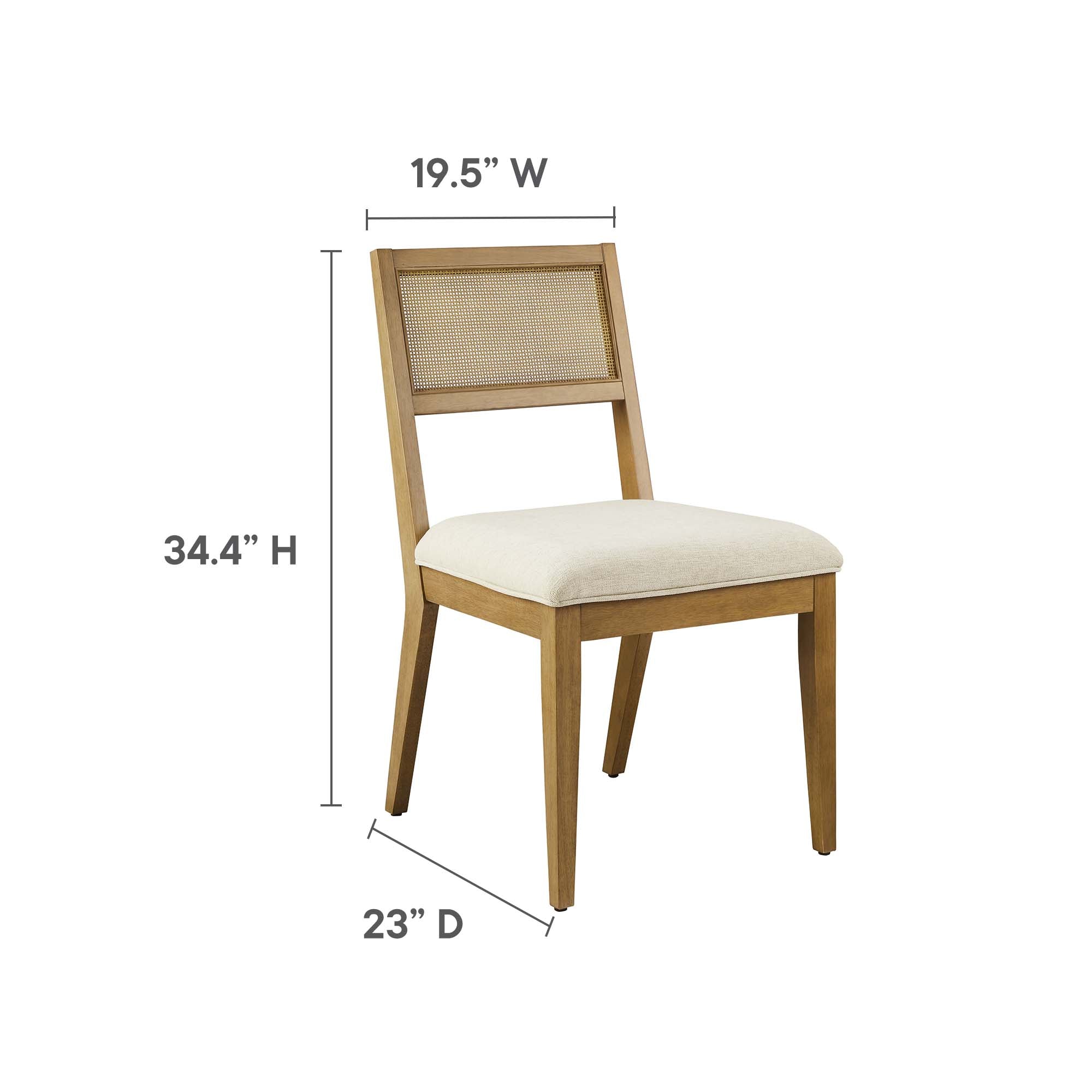 Nimba Faux Rattan Fabric Dining Chairs Set of 2, Heathered Weave Ivory