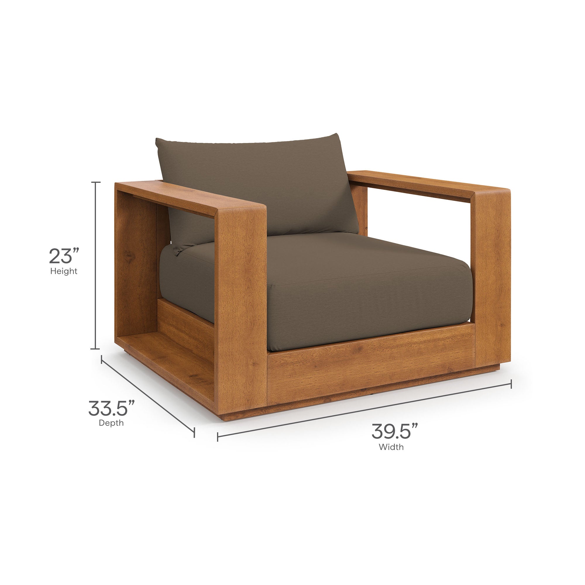 Tahoe Outdoor Patio Acacia Wood Chair, Natural Cocoa