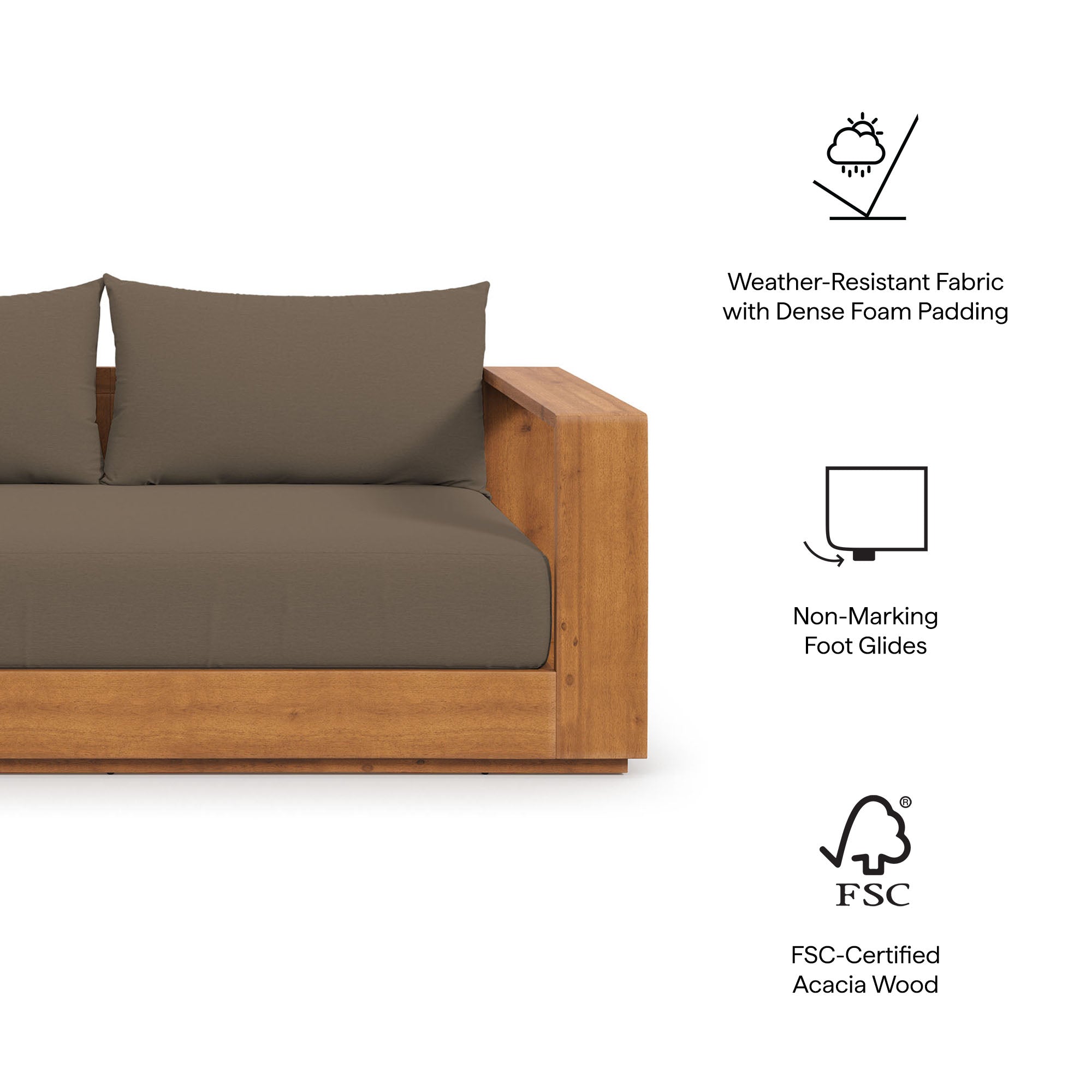 Tahoe Acacia Wood Outdoor Patio Acacia Wood Loveseat, Natural Cocoa
