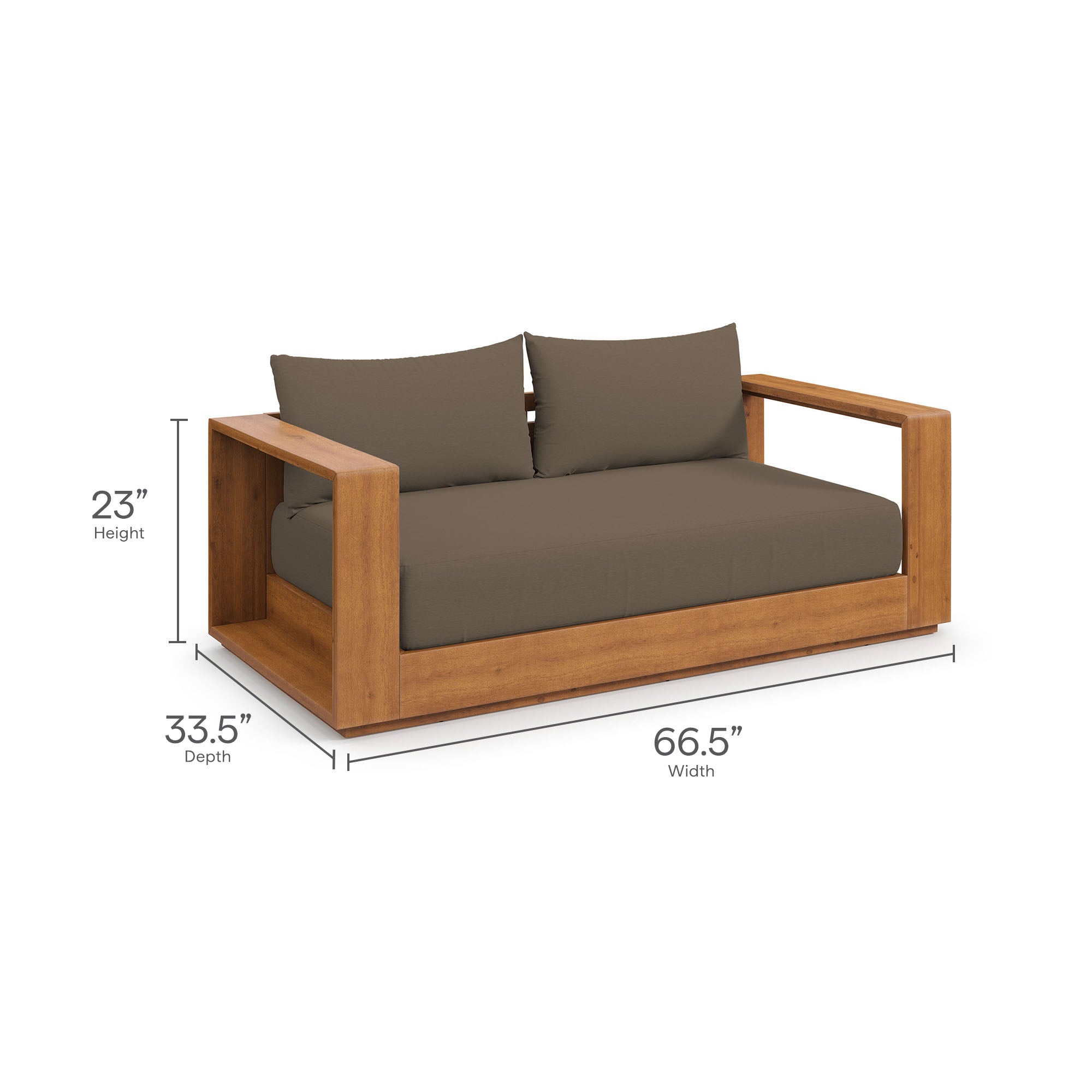 Tahoe Acacia Wood Outdoor Patio Acacia Wood Loveseat, Natural Cocoa
