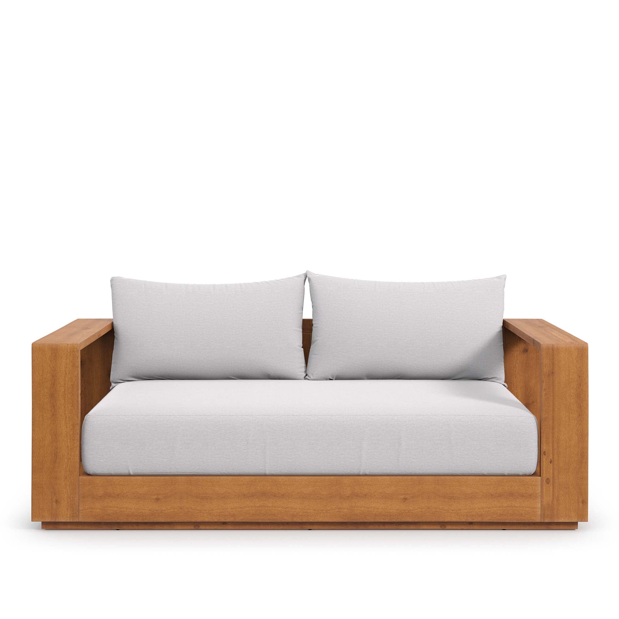 Tahoe Acacia Wood Outdoor Patio Acacia Wood Loveseat, Natural Light Gray