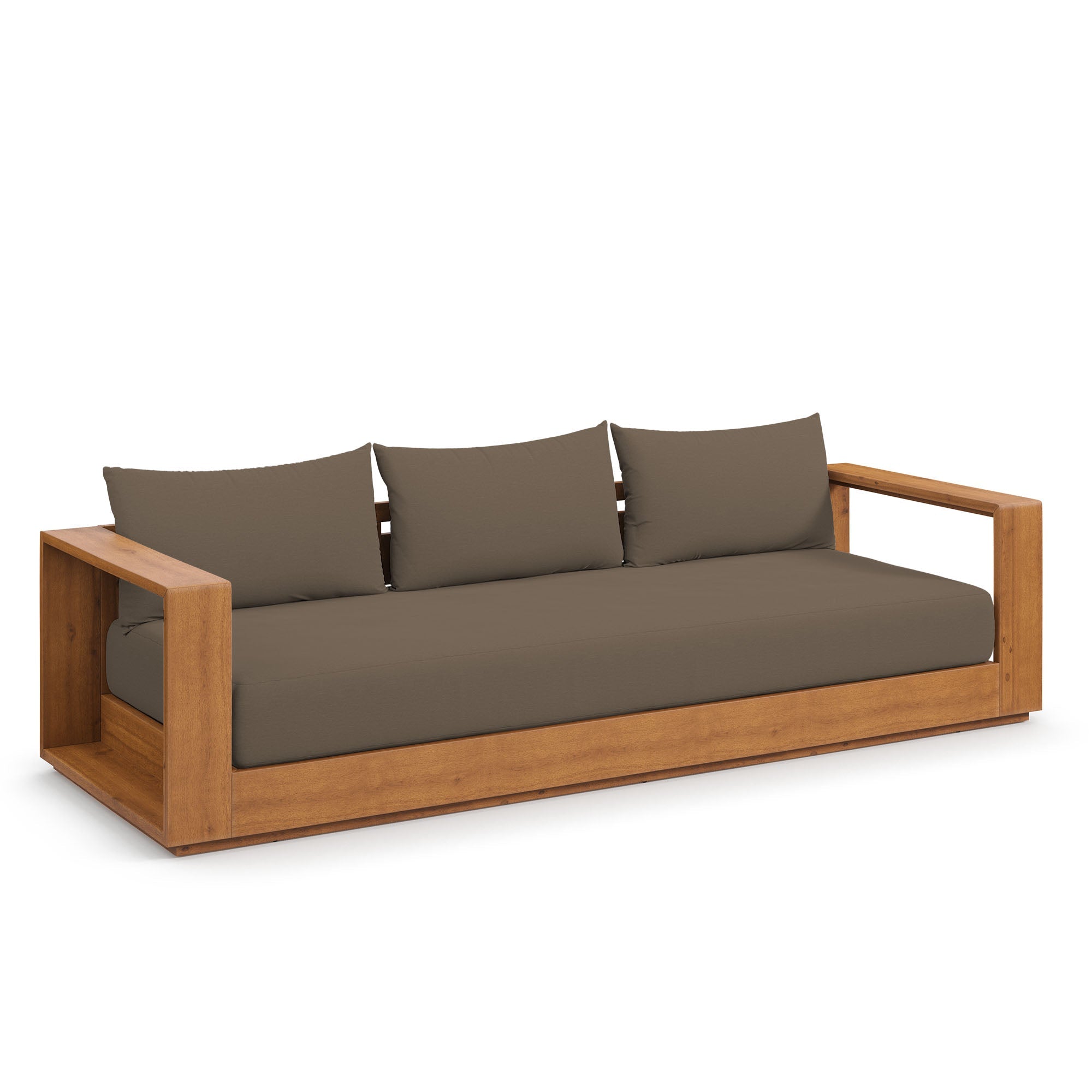 Tahoe Outdoor Patio Acacia Wood Sofa, Natural Cocoa