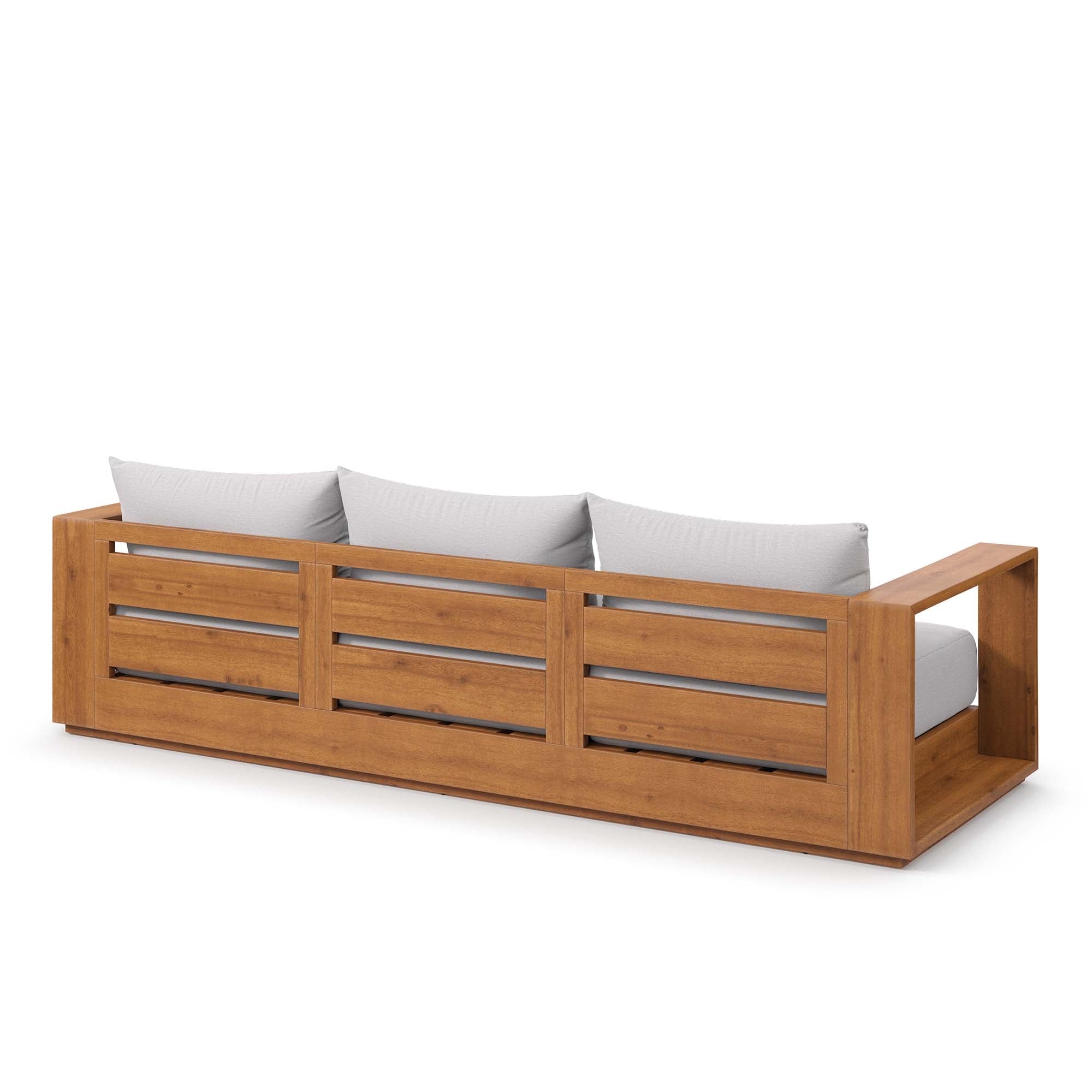 Tahoe Outdoor Patio Acacia Wood Sofa, Natural Light Gray