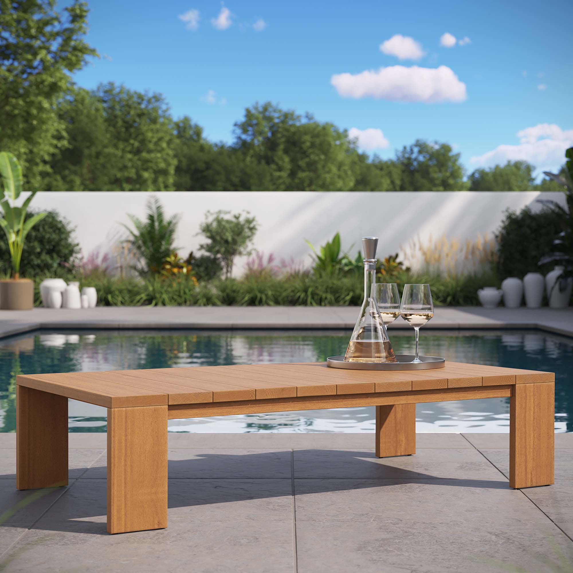 Tahoe Outdoor Patio Acacia Wood Coffee Table, Natural