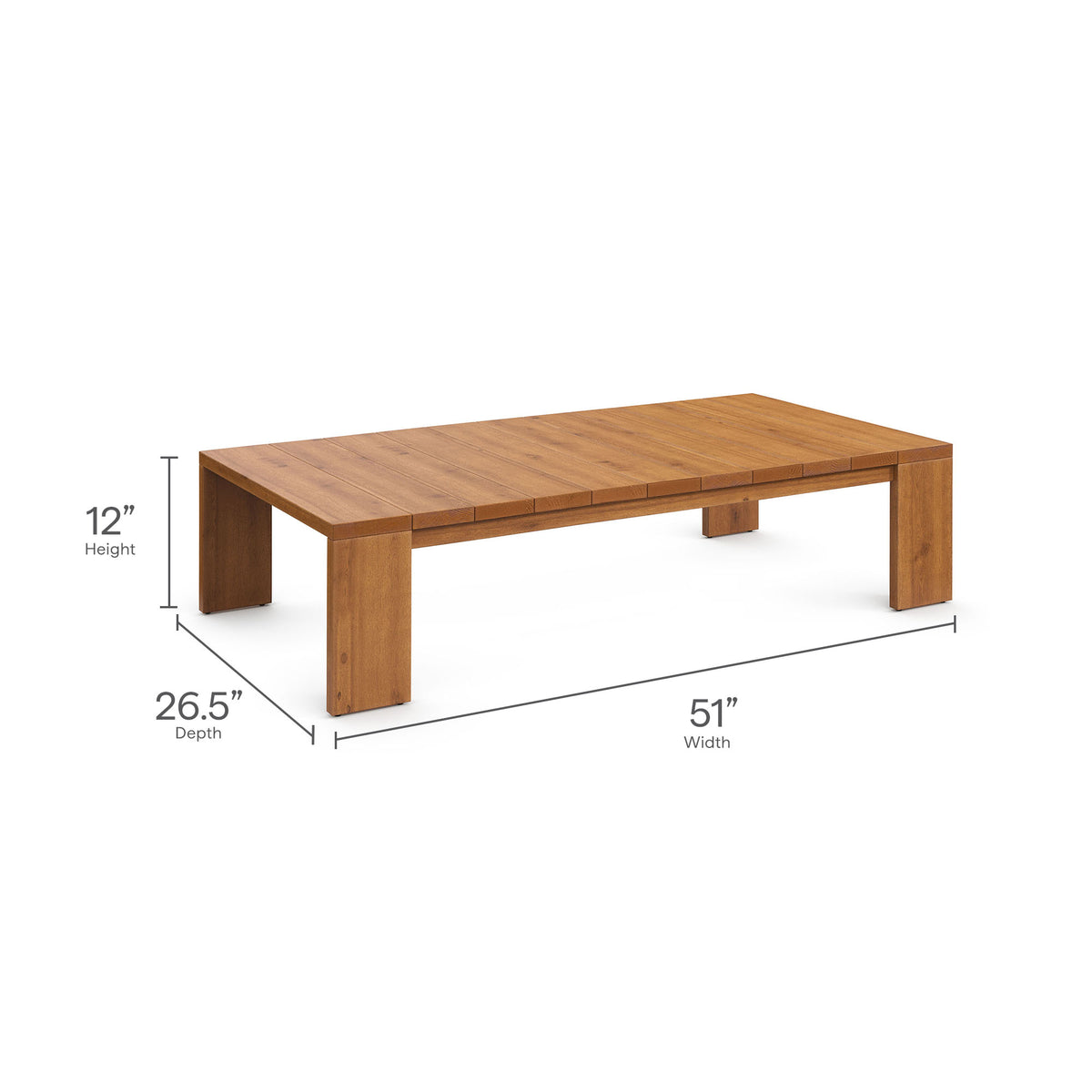 Tahoe Outdoor Patio Acacia Wood Coffee Table, Natural