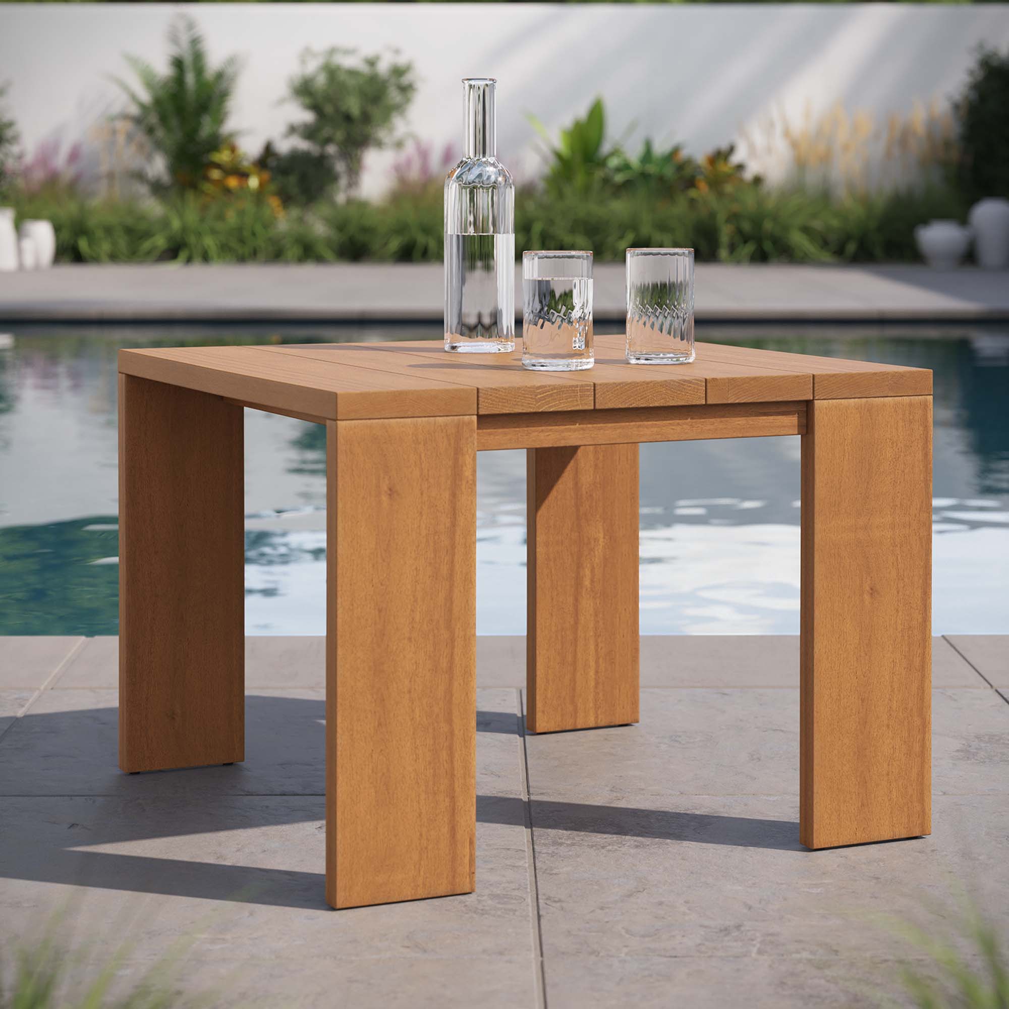Tahoe Outdoor Patio Acacia Wood Side Table, Natural