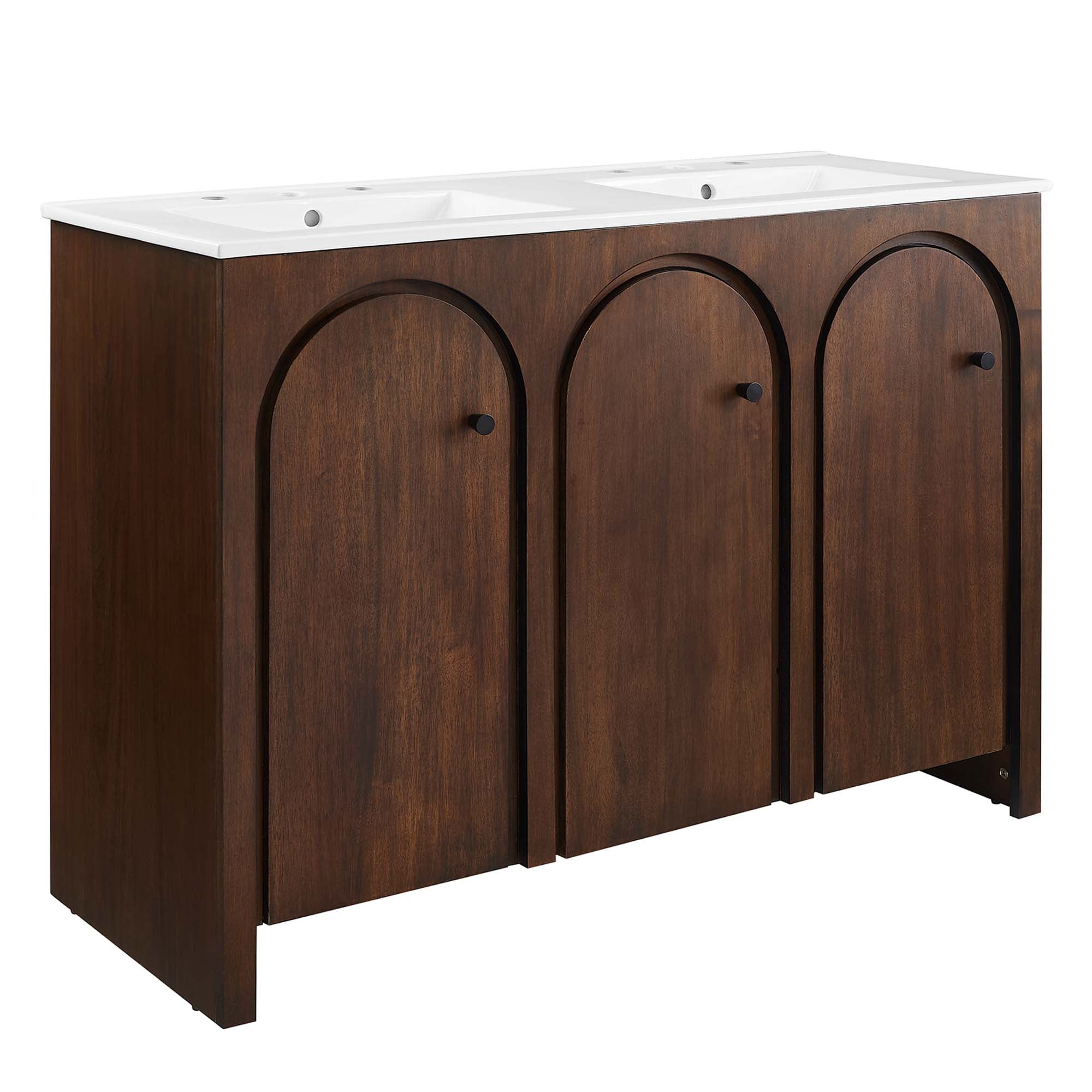 Appia 48" Double Sink Bathroom Vanity, Walnut White